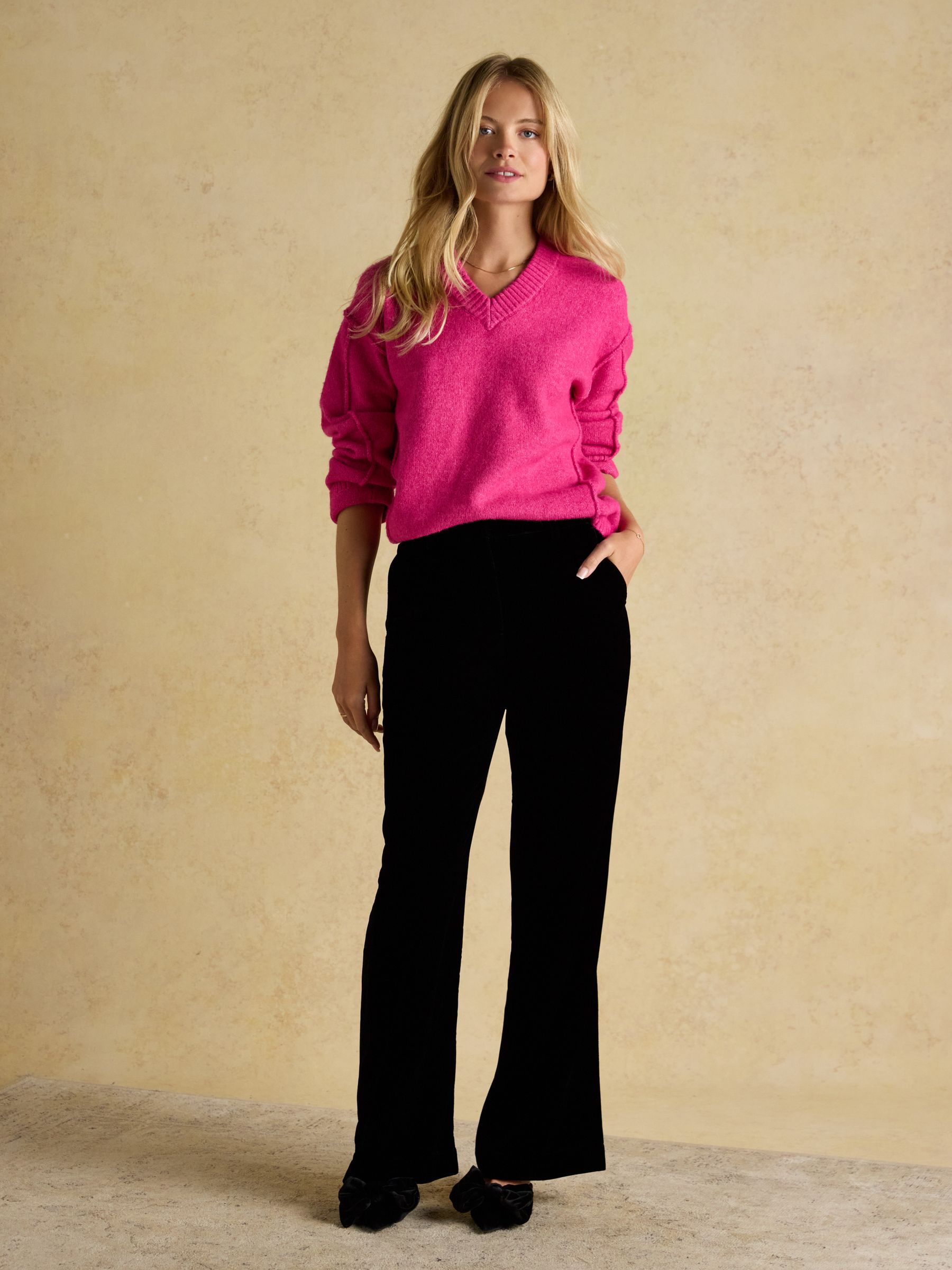 Hannah PinkFushsia V-Neck Relaxed Fit Jumper - Image 6 of 9
