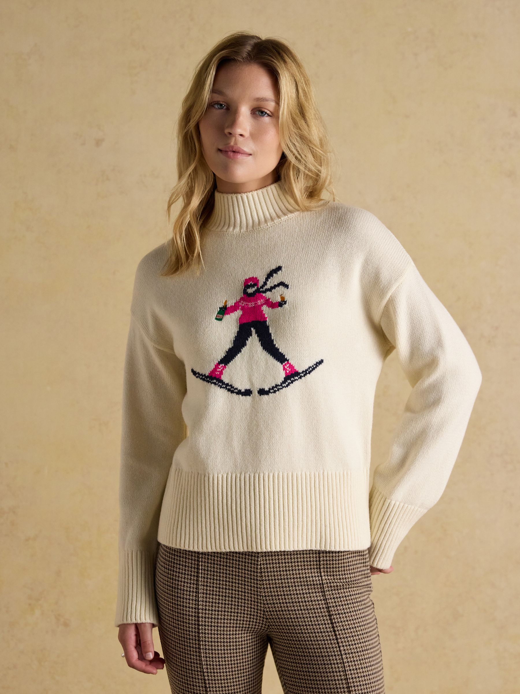 Abigail Cream Ski Intarsia High Neck Jumper - Image 1 of 8