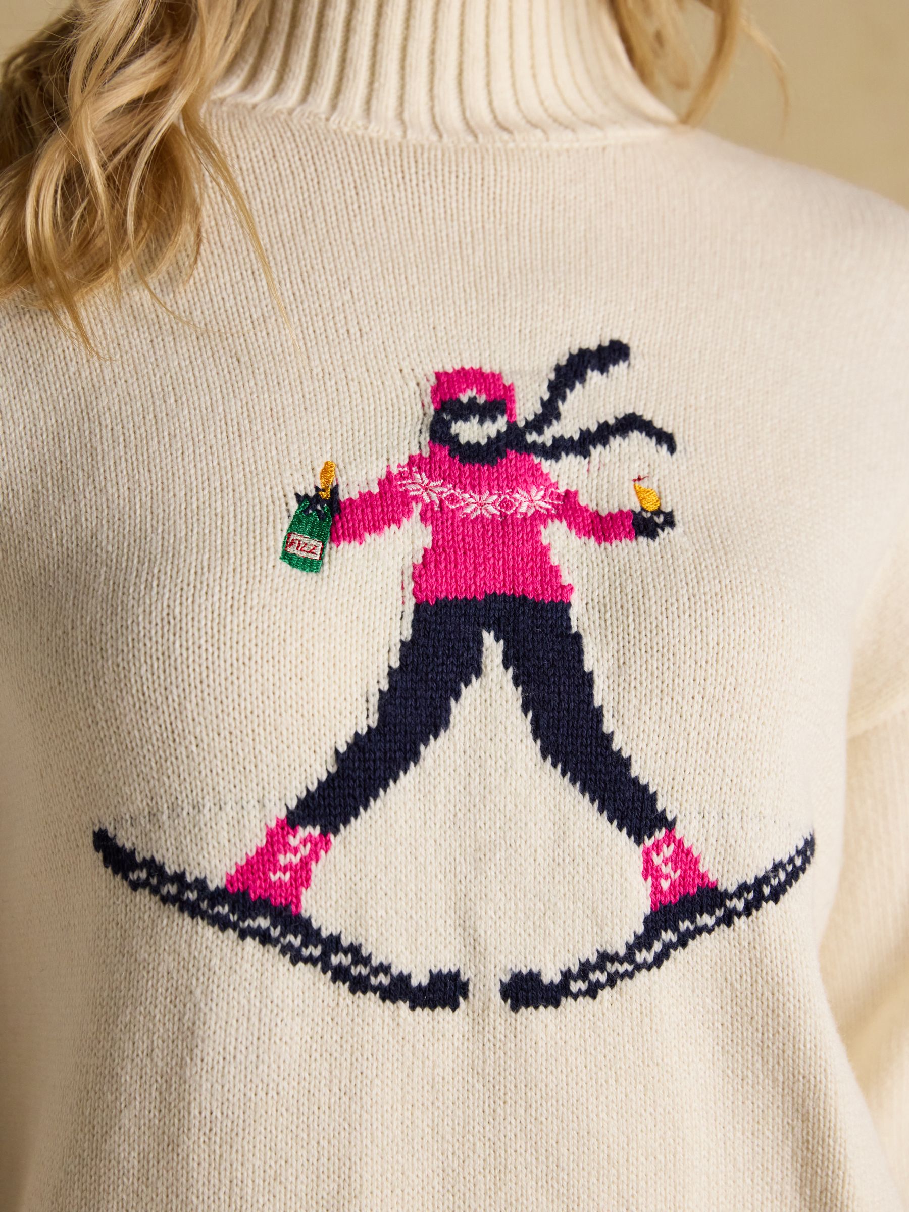 Abigail Cream Ski Intarsia High Neck Jumper - Image 3 of 8