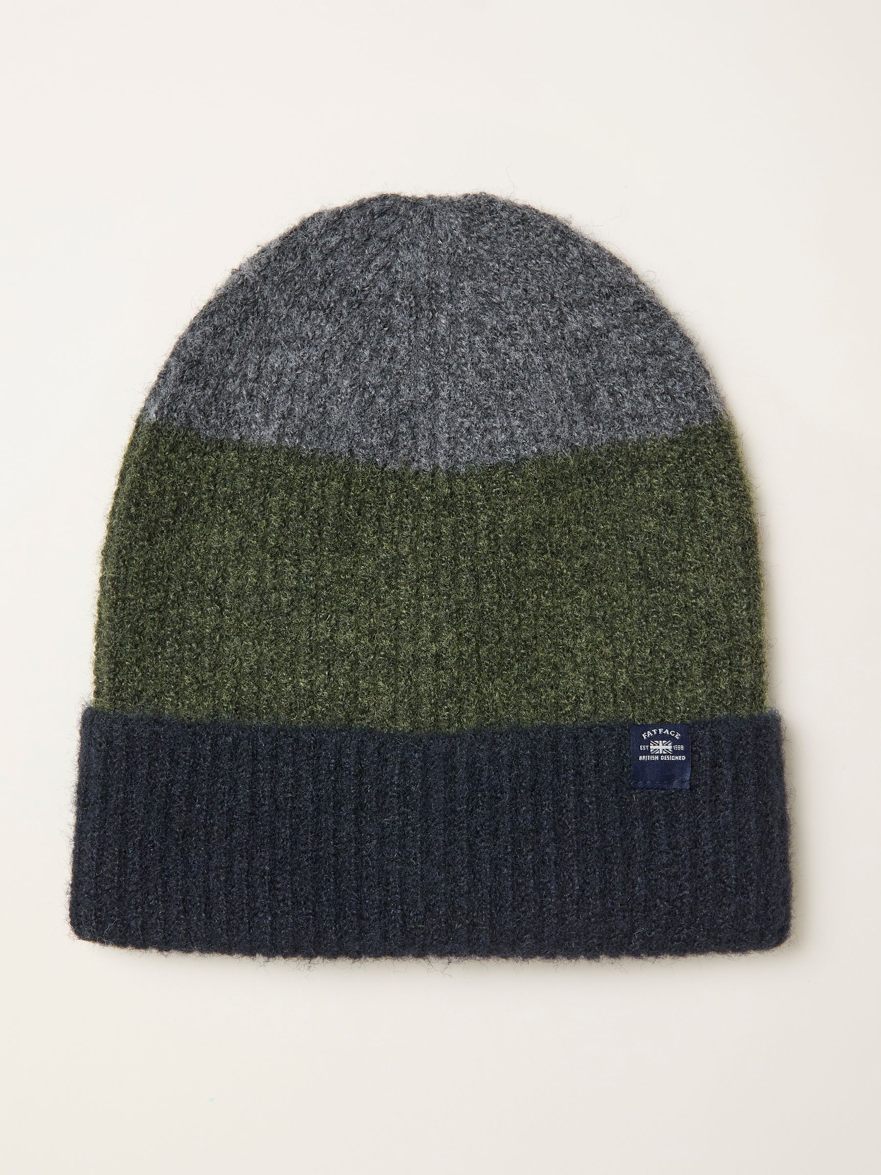 Khaki Green Leo Colourblock Beanie - Image 1 of 2