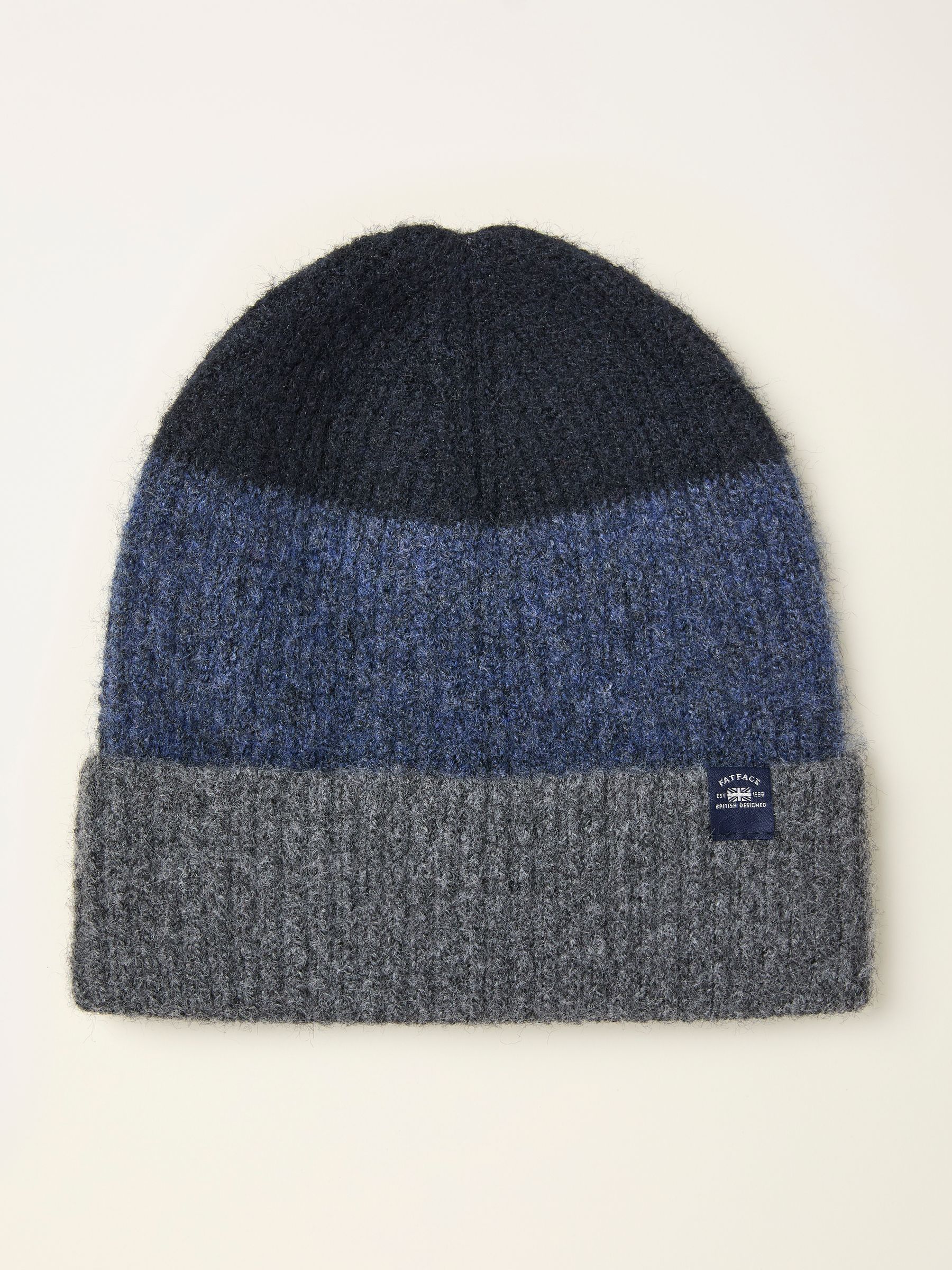 Navy Leo Colourblock Beanie - Image 1 of 2