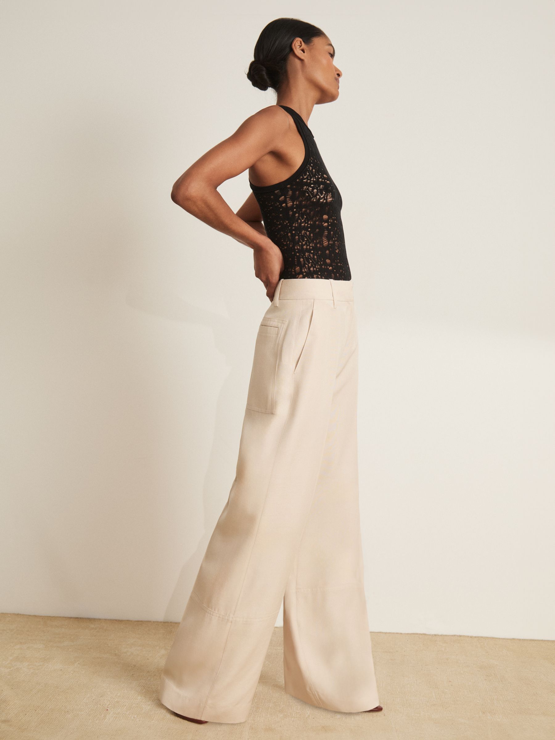 Atelier Ladder Knit High Neck Bodysuit in Black - Image 3 of 6
