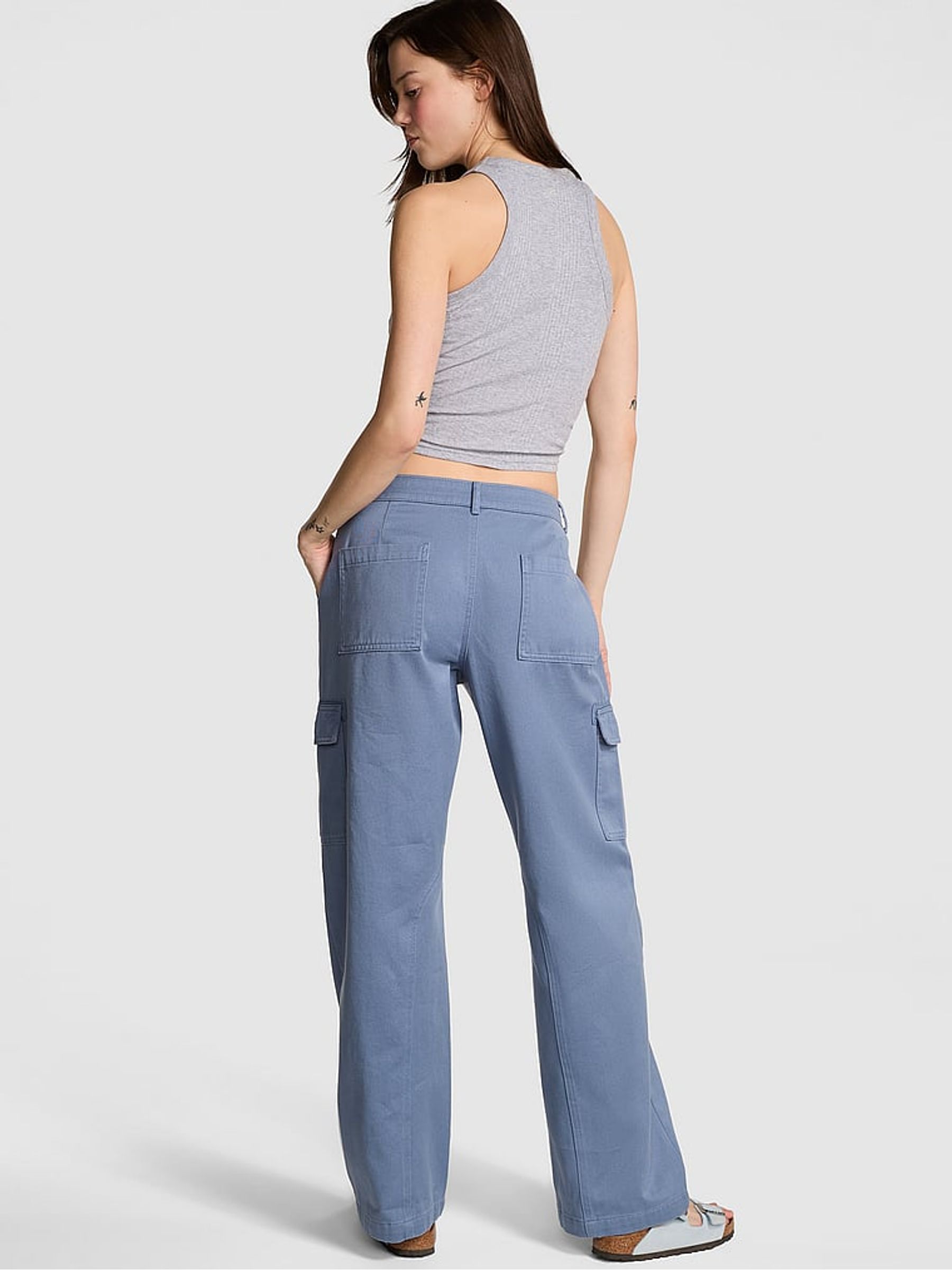 Dusty Iris Blue Twill Cargo Trousers - Image 2 of 3