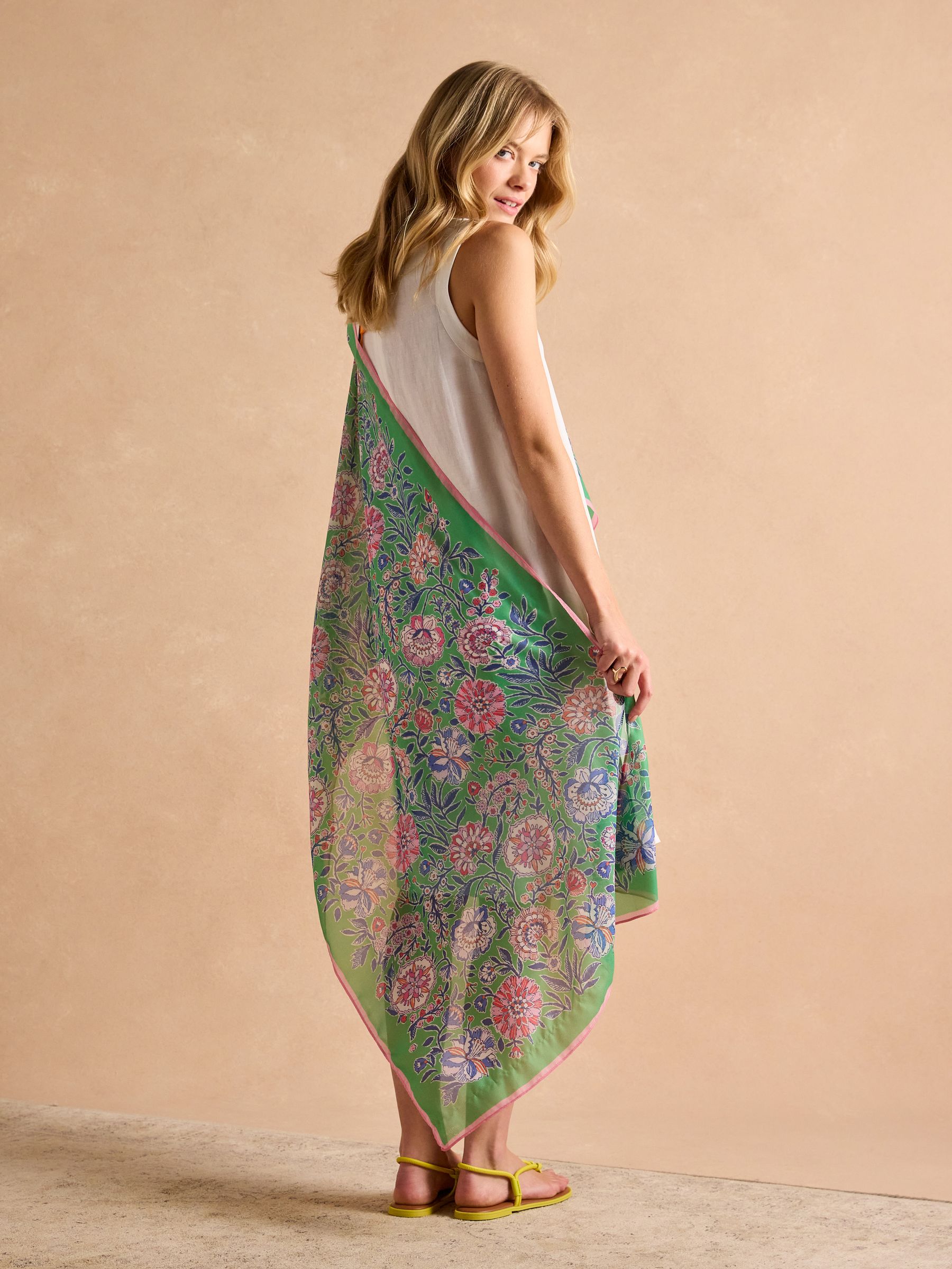 Abberton Green Lightweight Printed Scarf - Image 2 of 7