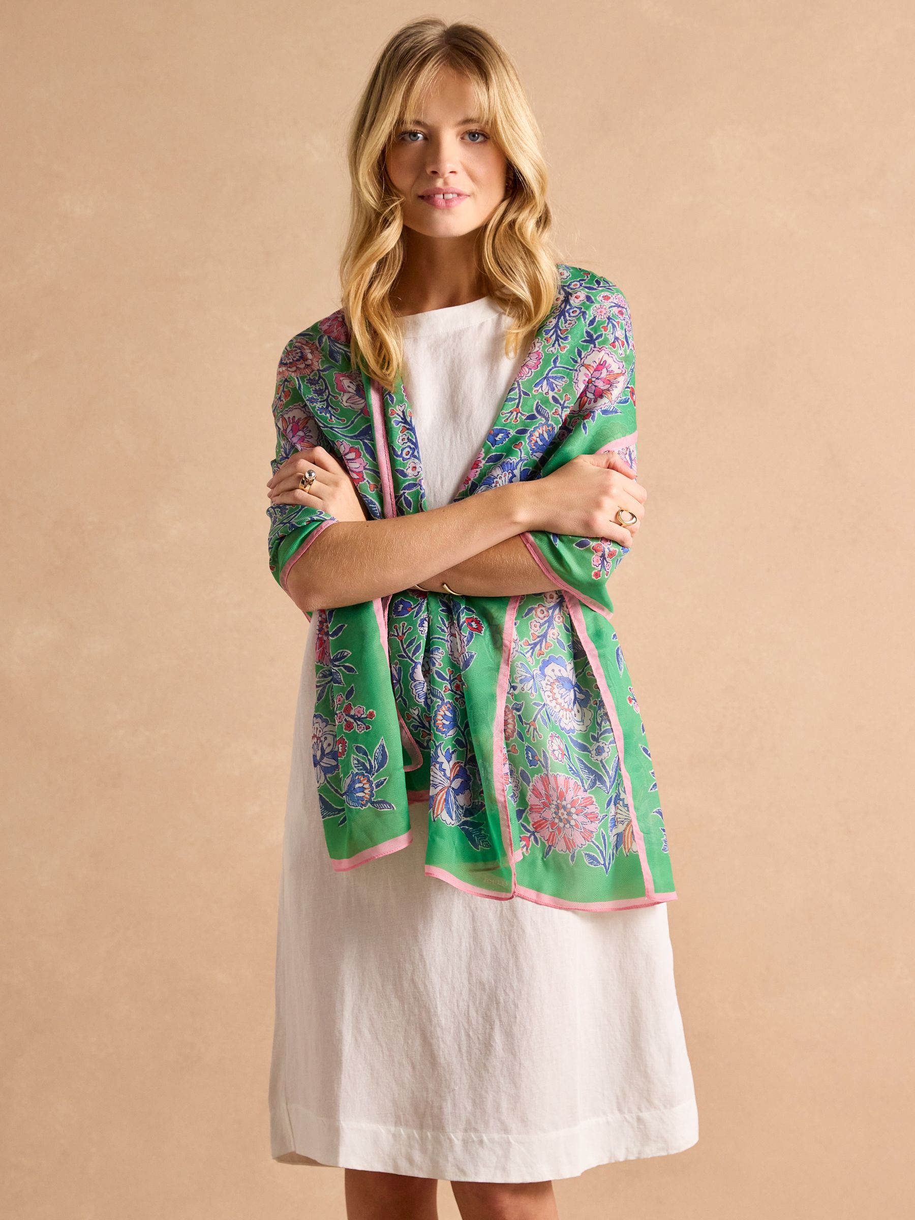 Abberton Green Lightweight Printed Scarf - Image 3 of 7