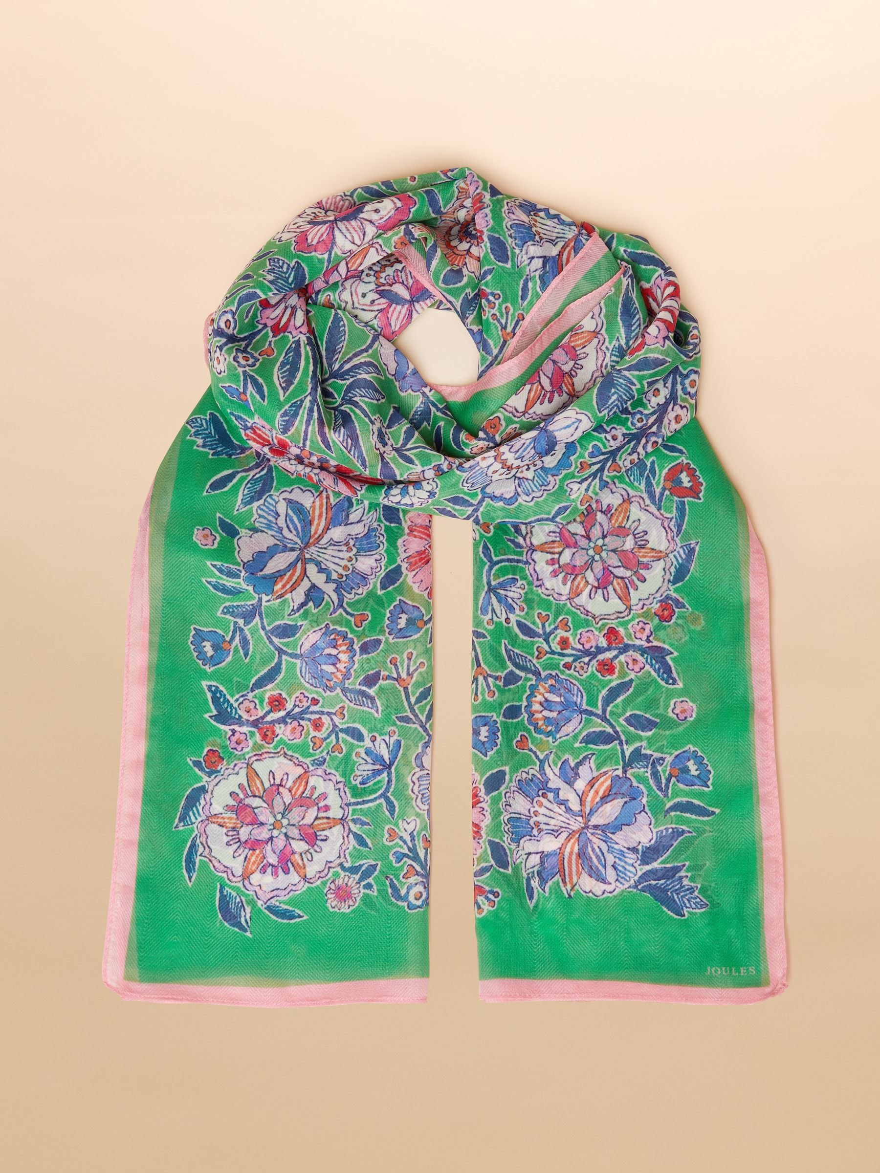 Abberton Green Lightweight Printed Scarf - Image 6 of 7