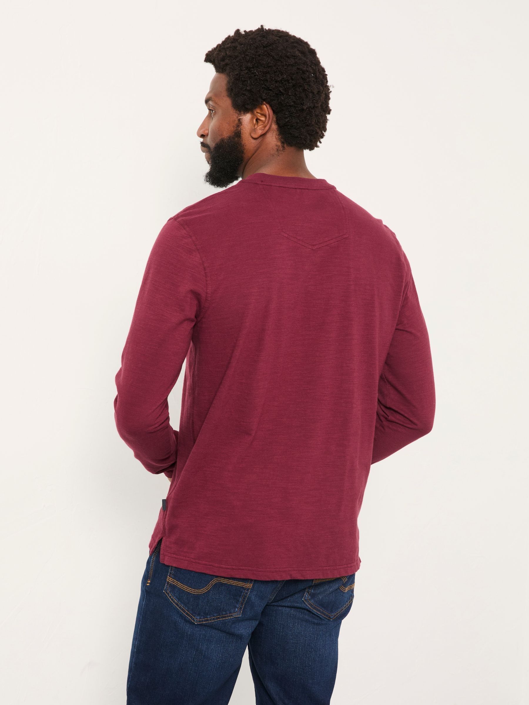 Henley Claret Long Sleeve Woodside Slub - Image 2 of 5