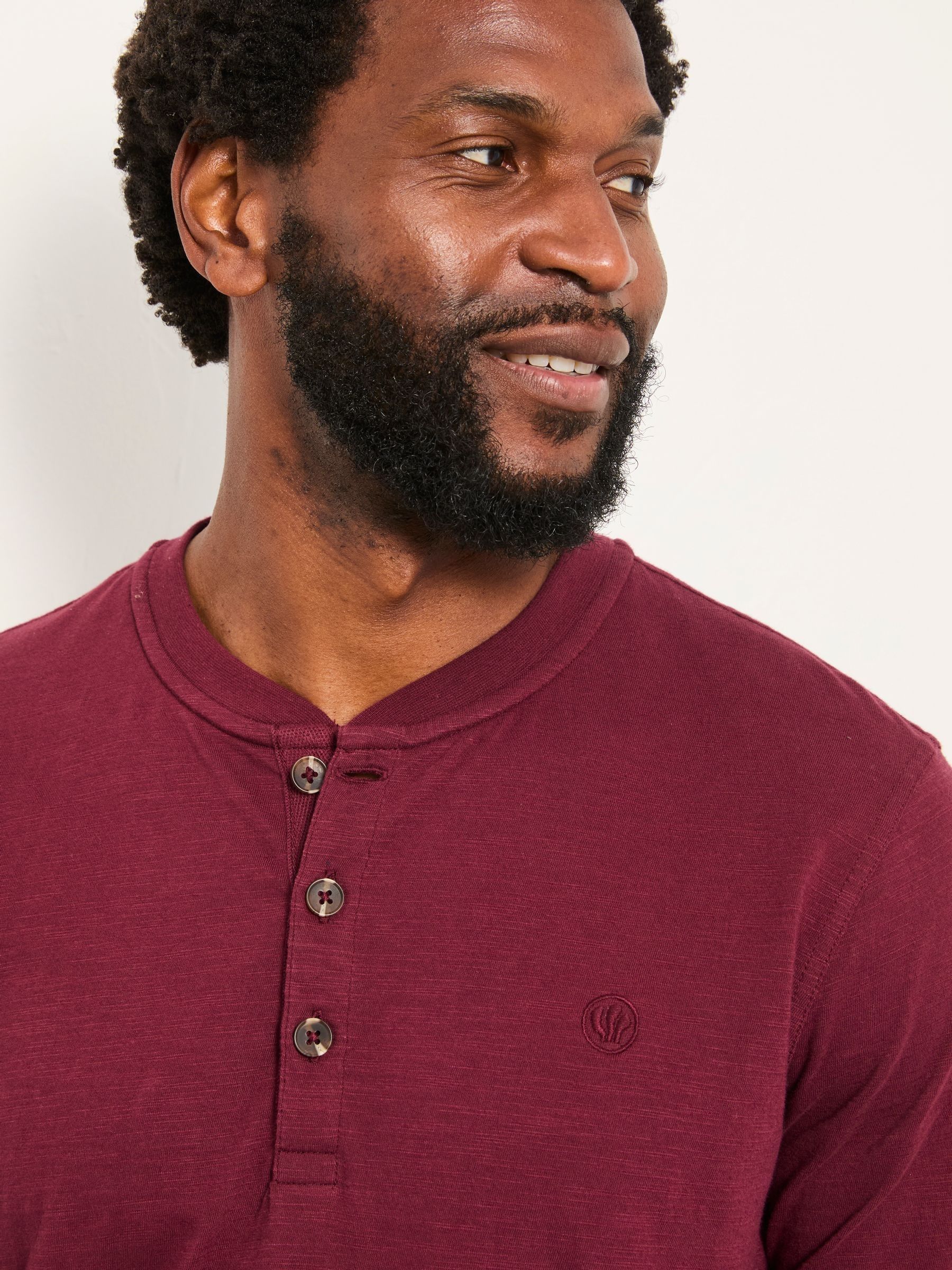 Henley Claret Long Sleeve Woodside Slub - Image 3 of 5