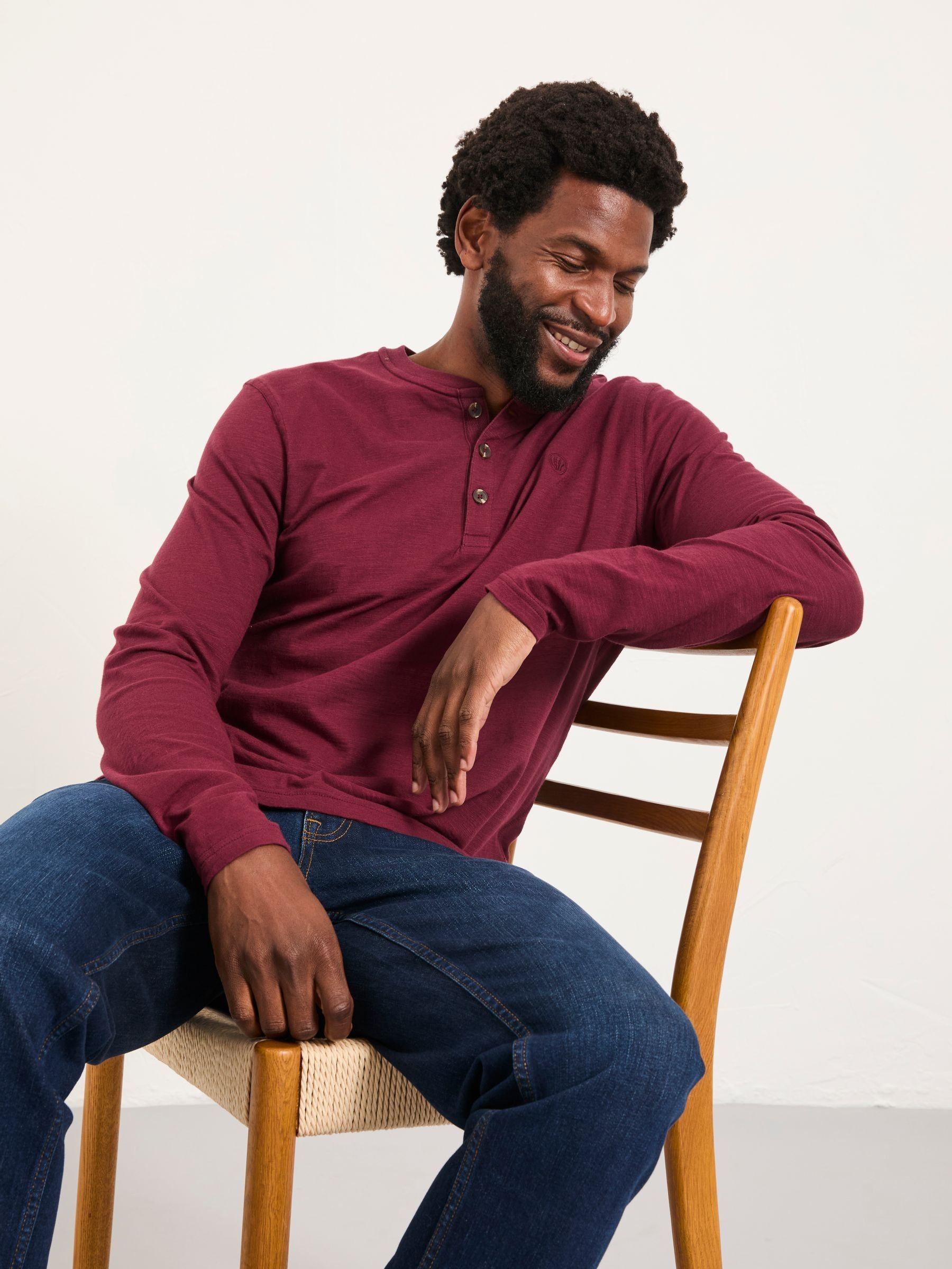 Henley Claret Long Sleeve Woodside Slub - Image 4 of 5