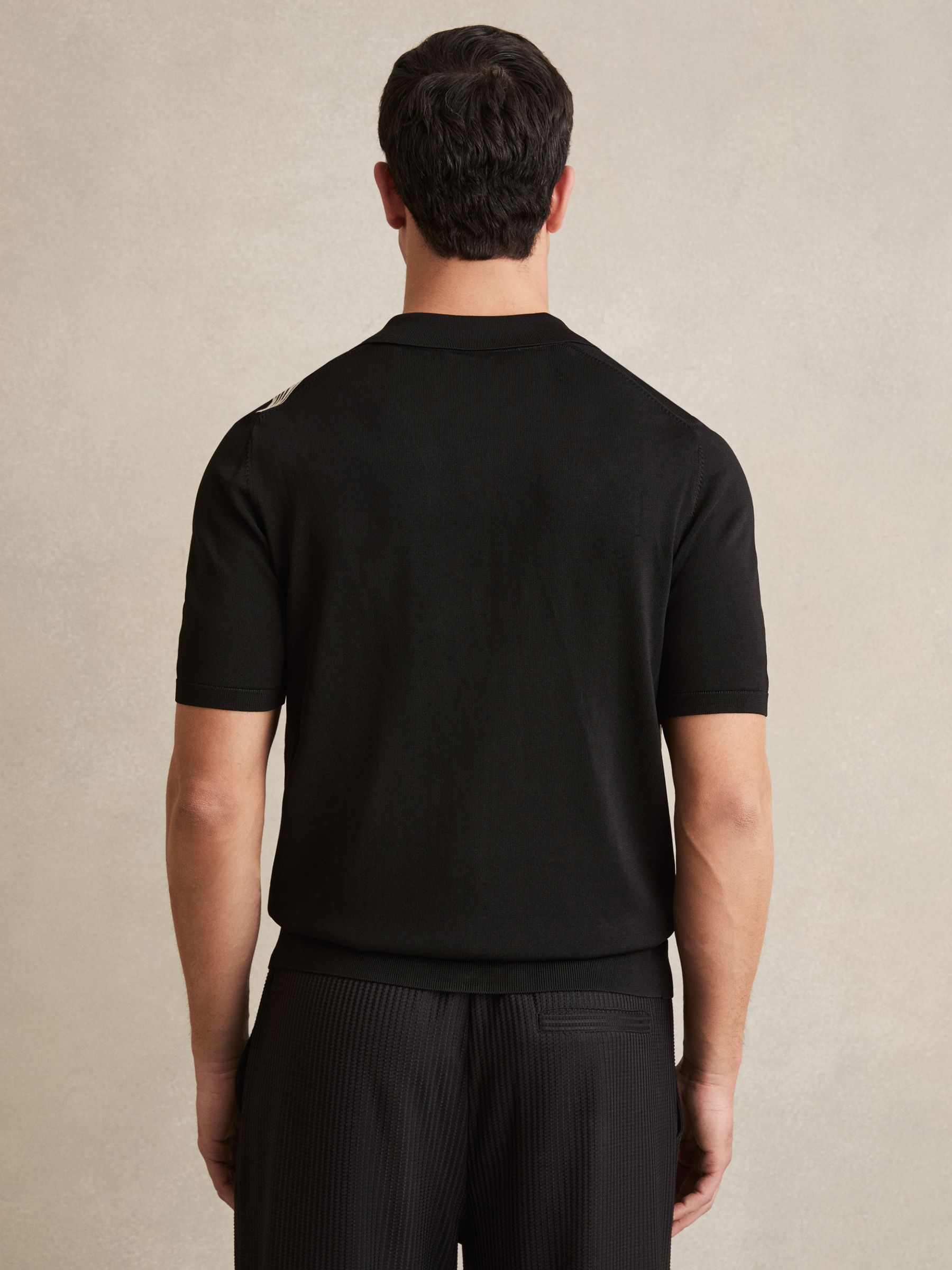 Flower Embroidered Knit Shirt in Black - Image 4 of 5