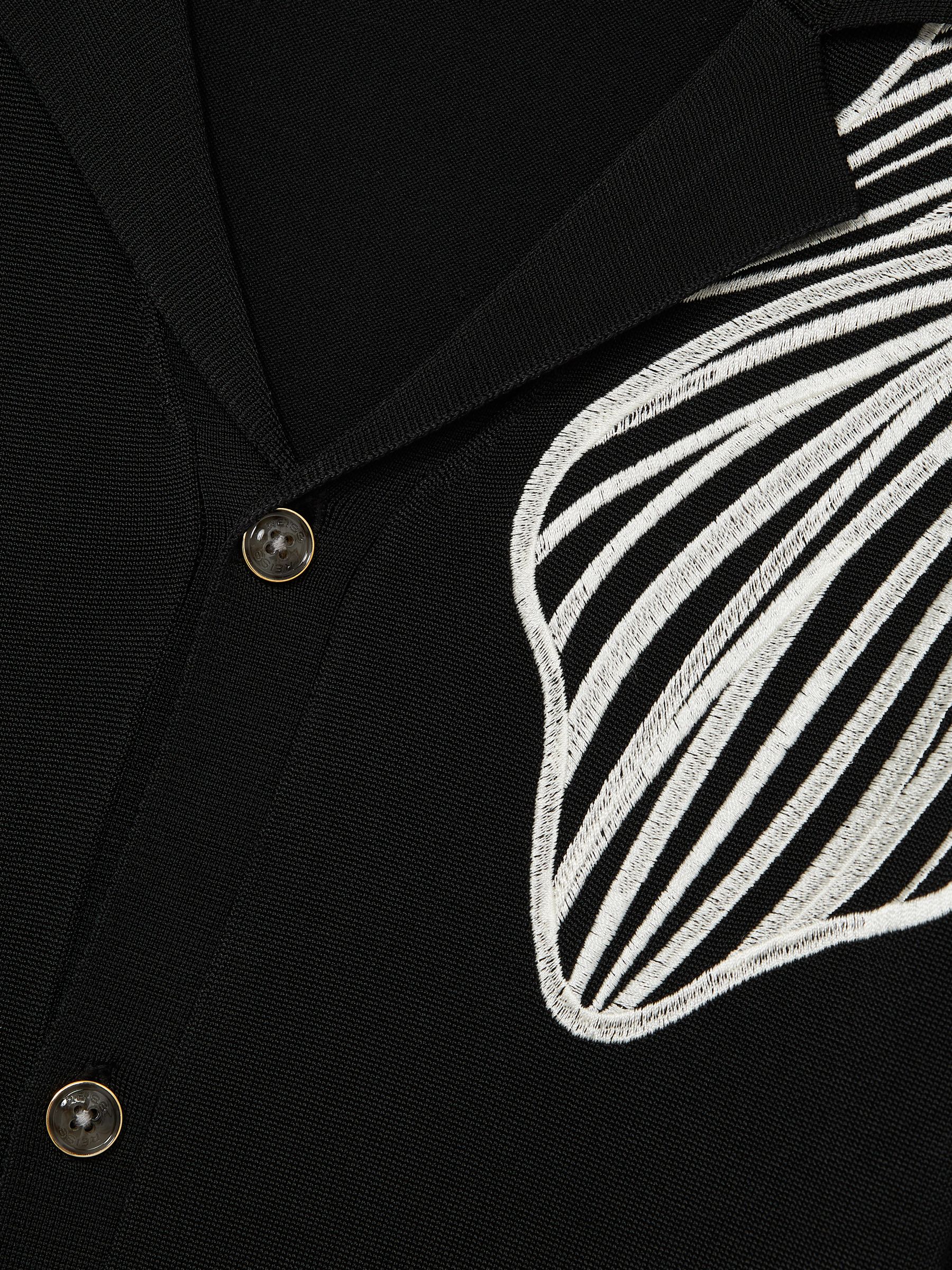 Flower Embroidered Knit Shirt in Black - Image 5 of 5