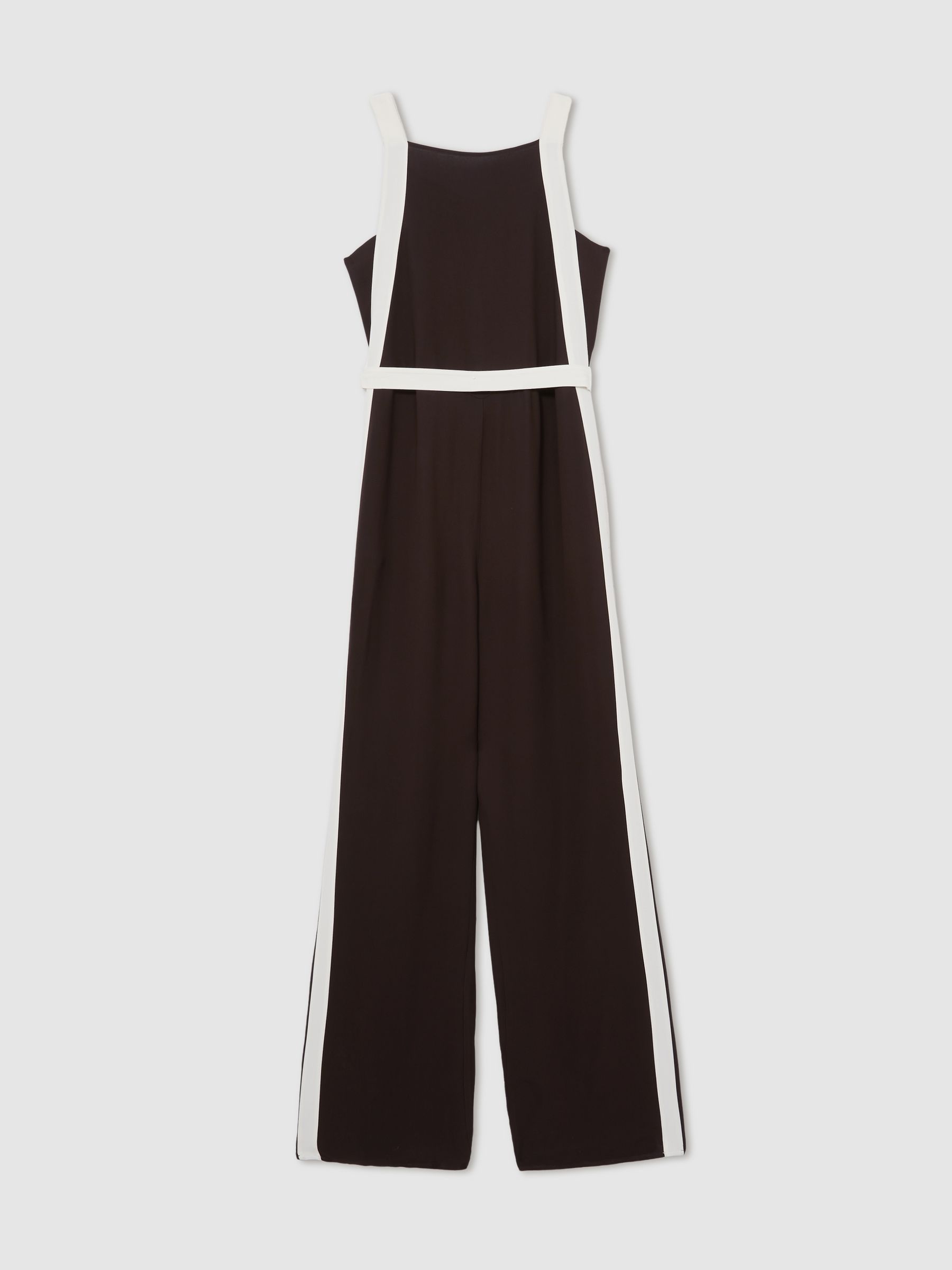 Colour-Block Wide-Leg Jumpsuit in Chocolate/Cream - Image 2 of 6