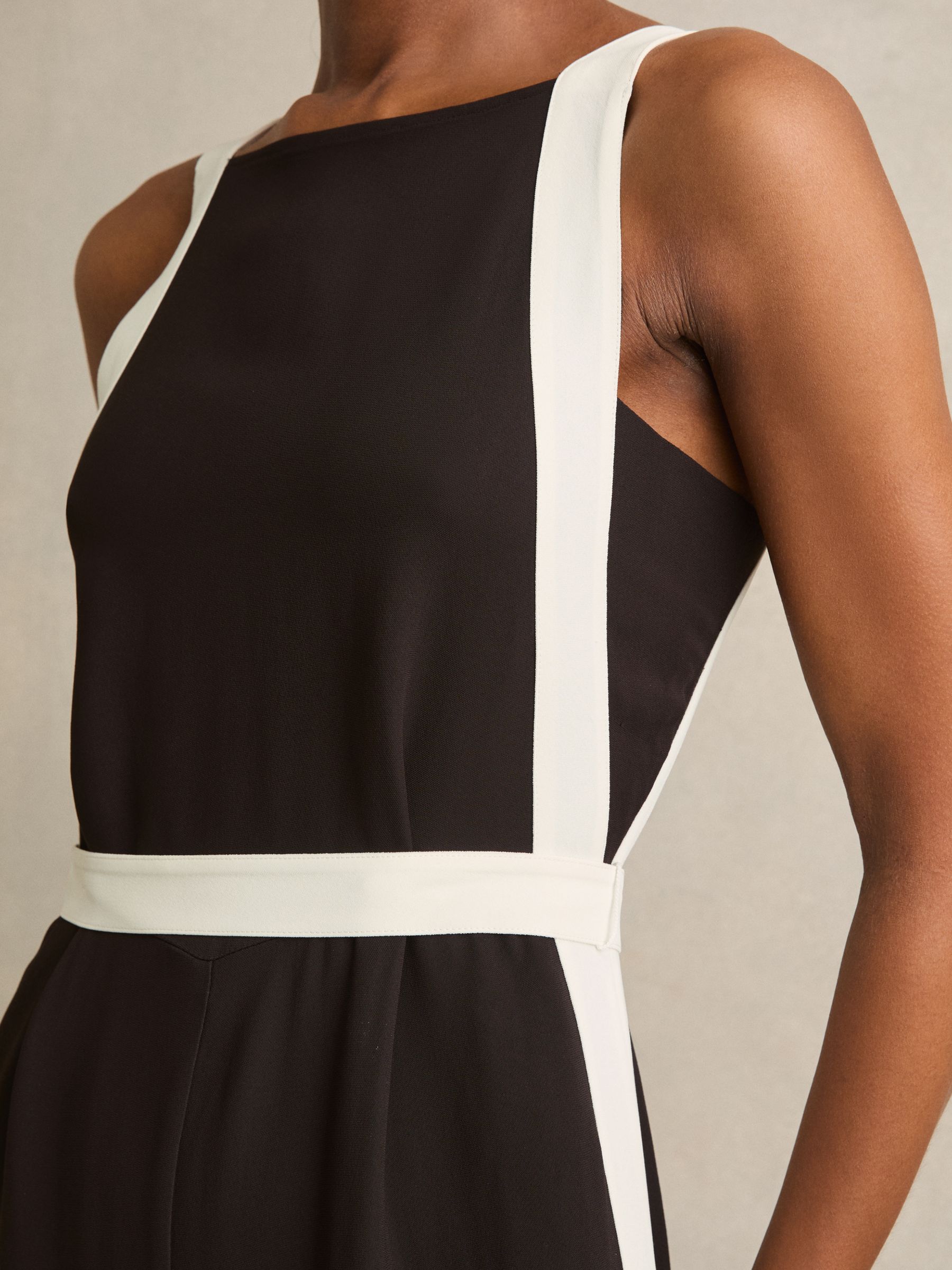 Colour-Block Wide-Leg Jumpsuit in Chocolate/Cream - Image 4 of 6