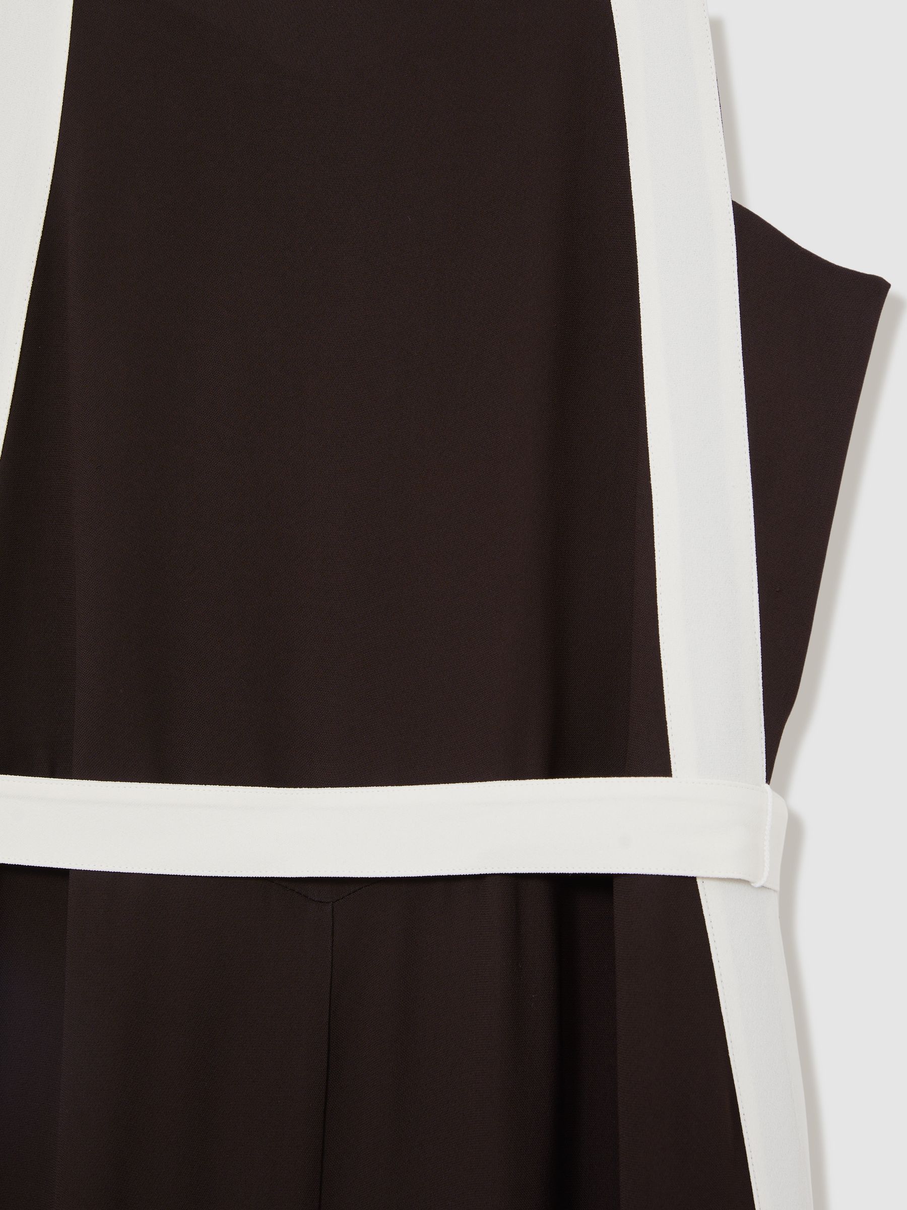 Colour-Block Wide-Leg Jumpsuit in Chocolate/Cream - Image 6 of 6
