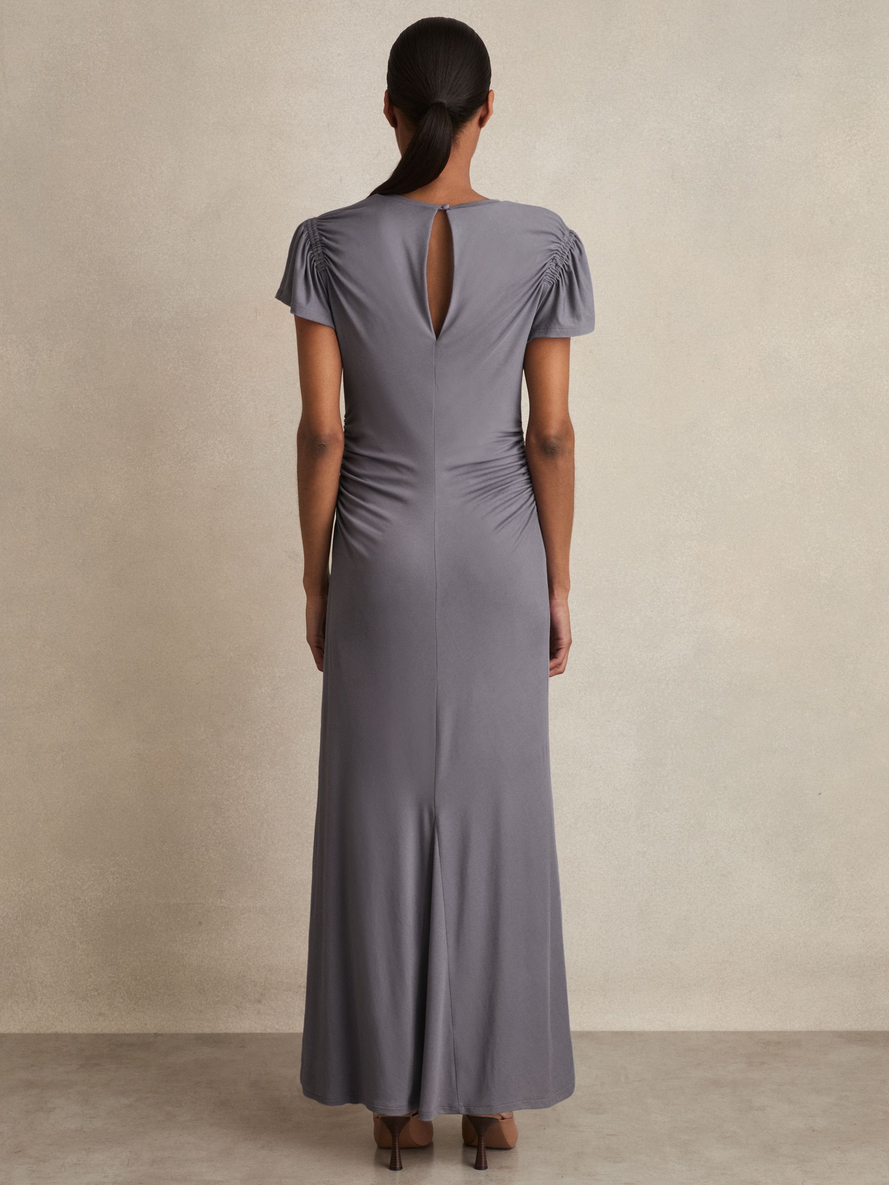 Modal Blend Ruched Jersey Dress in Grey - Image 5 of 6