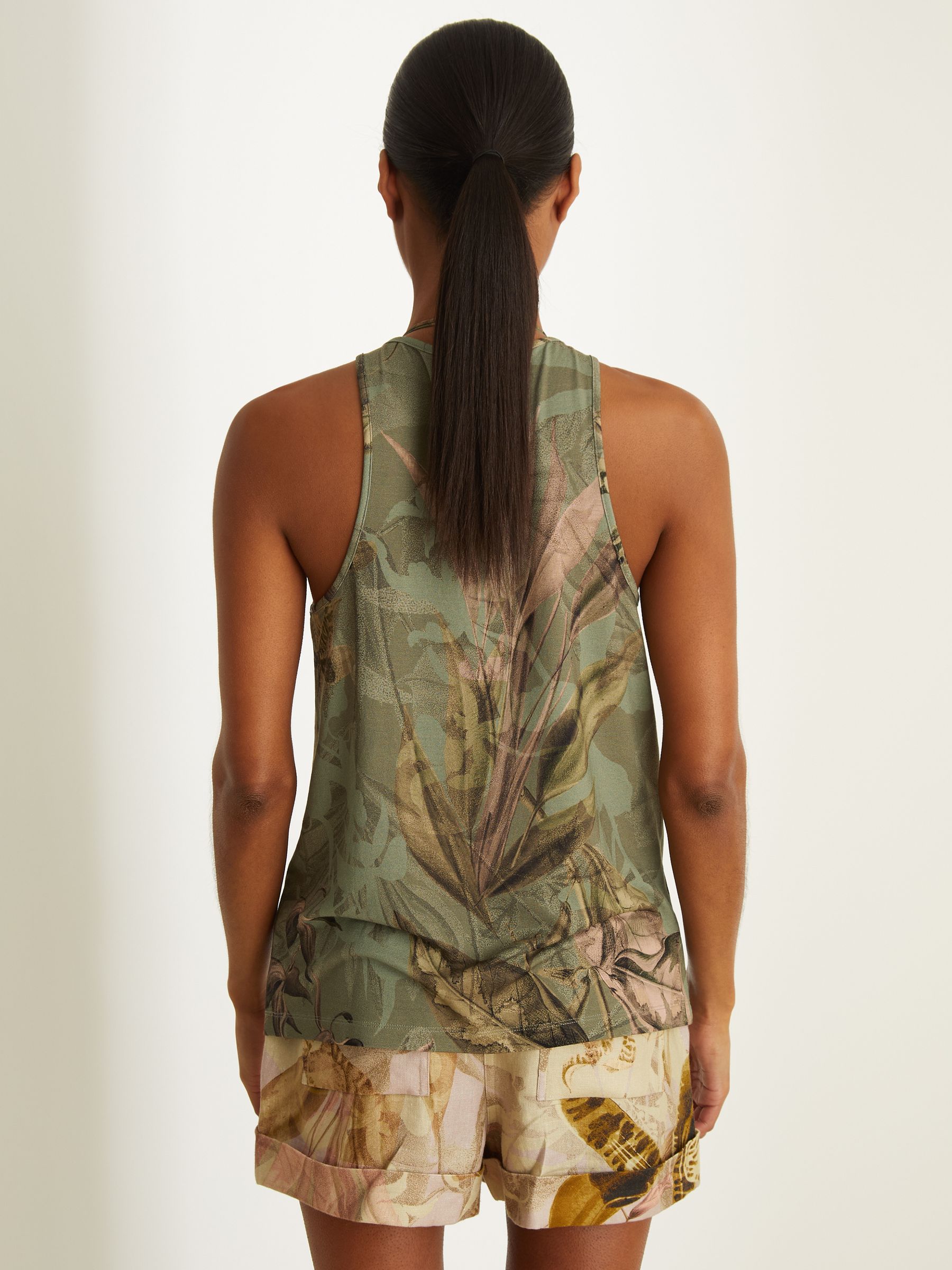 Reiss | NYBG Floral Scoop-Neck Vest in Khaki - Image 6 of 7