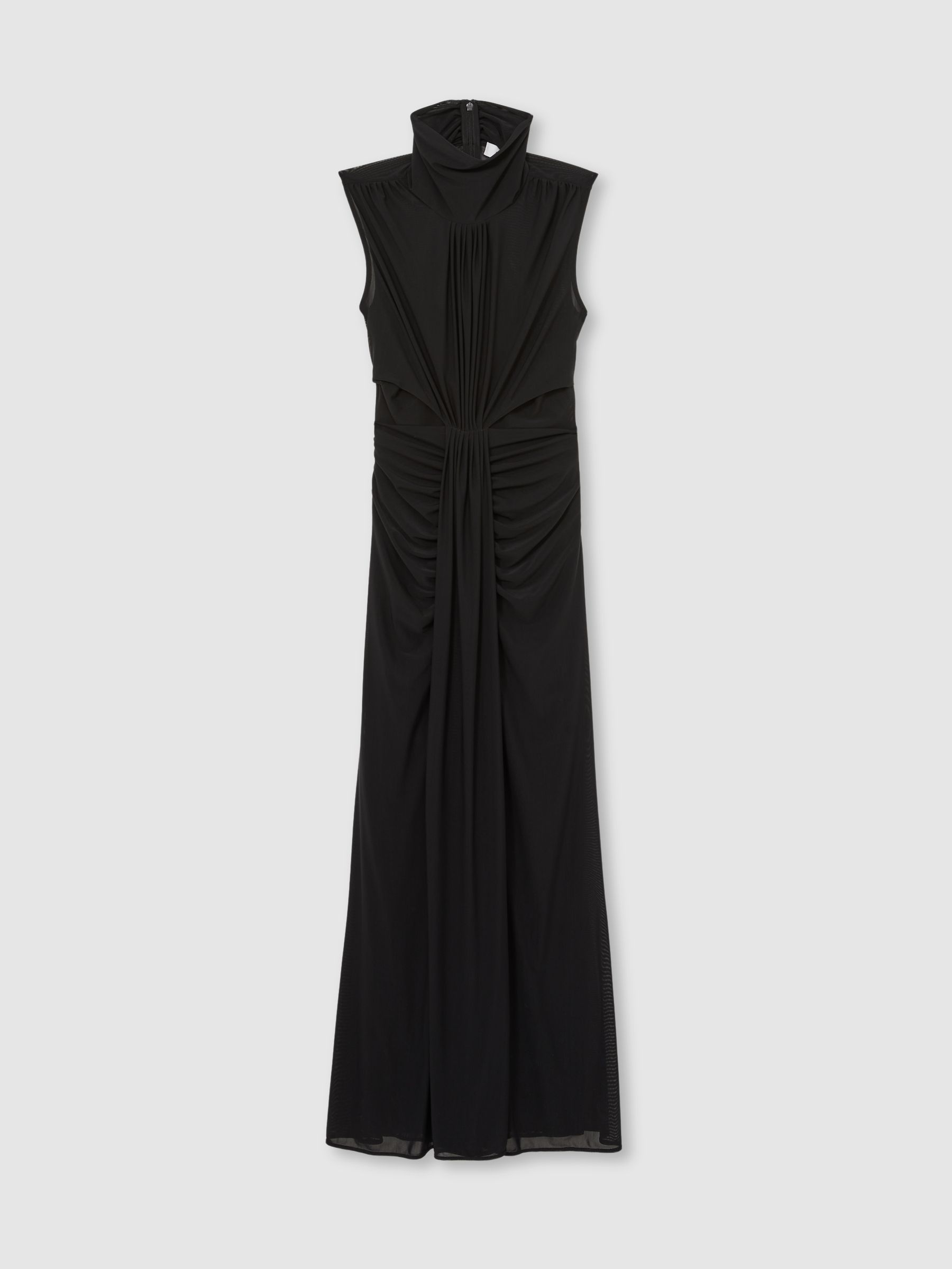 Sheer Ruched Maxi Dress in Black - Image 2 of 6
