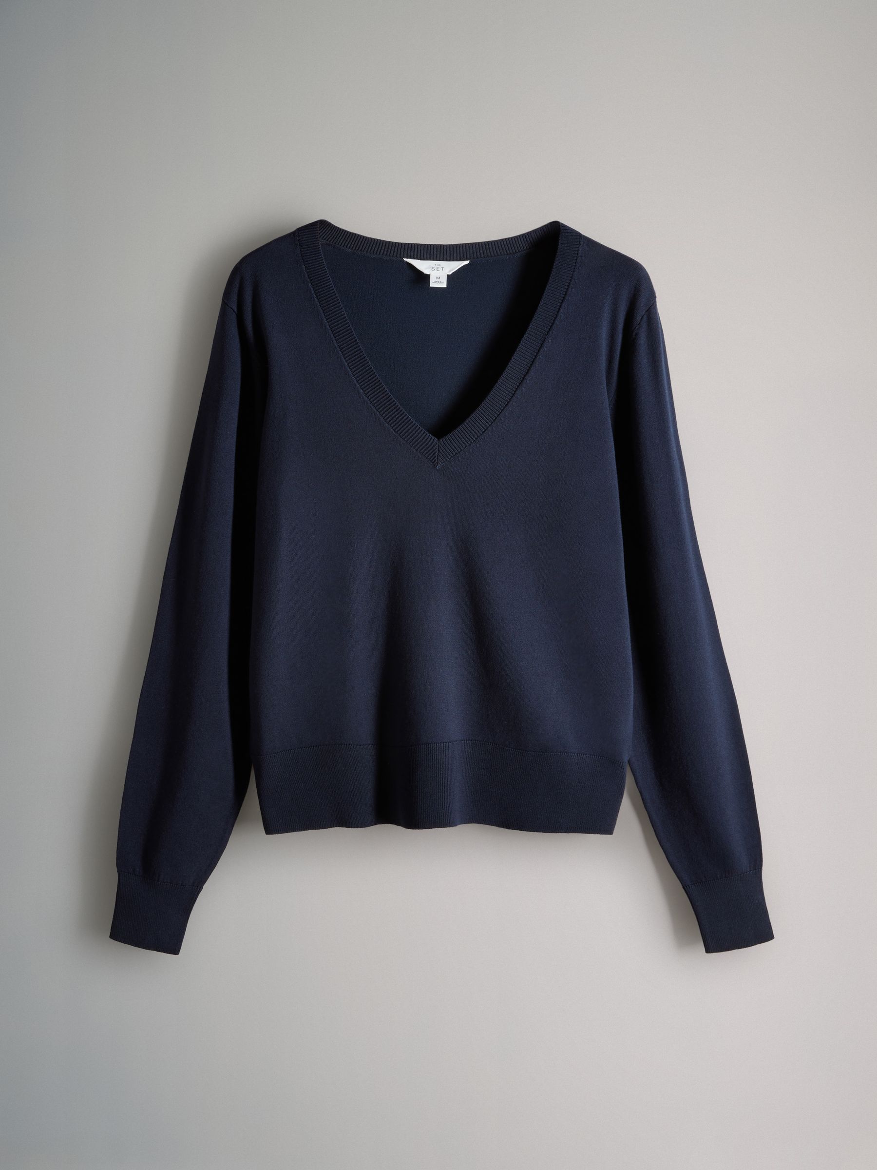 Navy/Blue/Brown - 3 Pack V-Neck Fine Knit Jumpers - Image 2 of 6