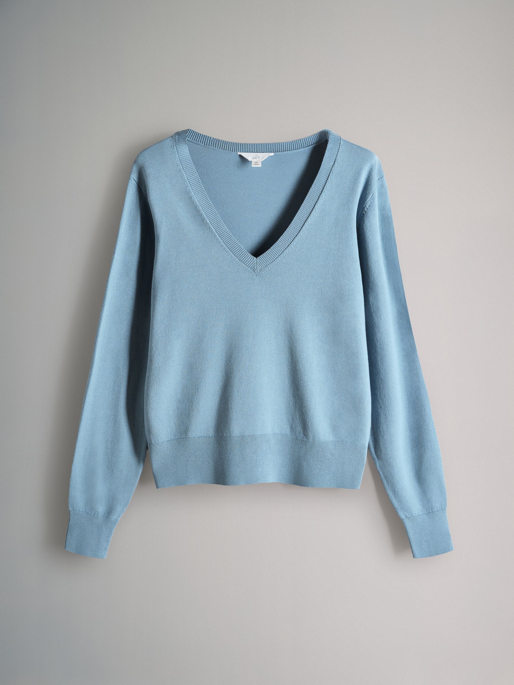 Navy/Blue/Brown - 3 Pack V-Neck Fine Knit Jumpers - Image 3 of 6