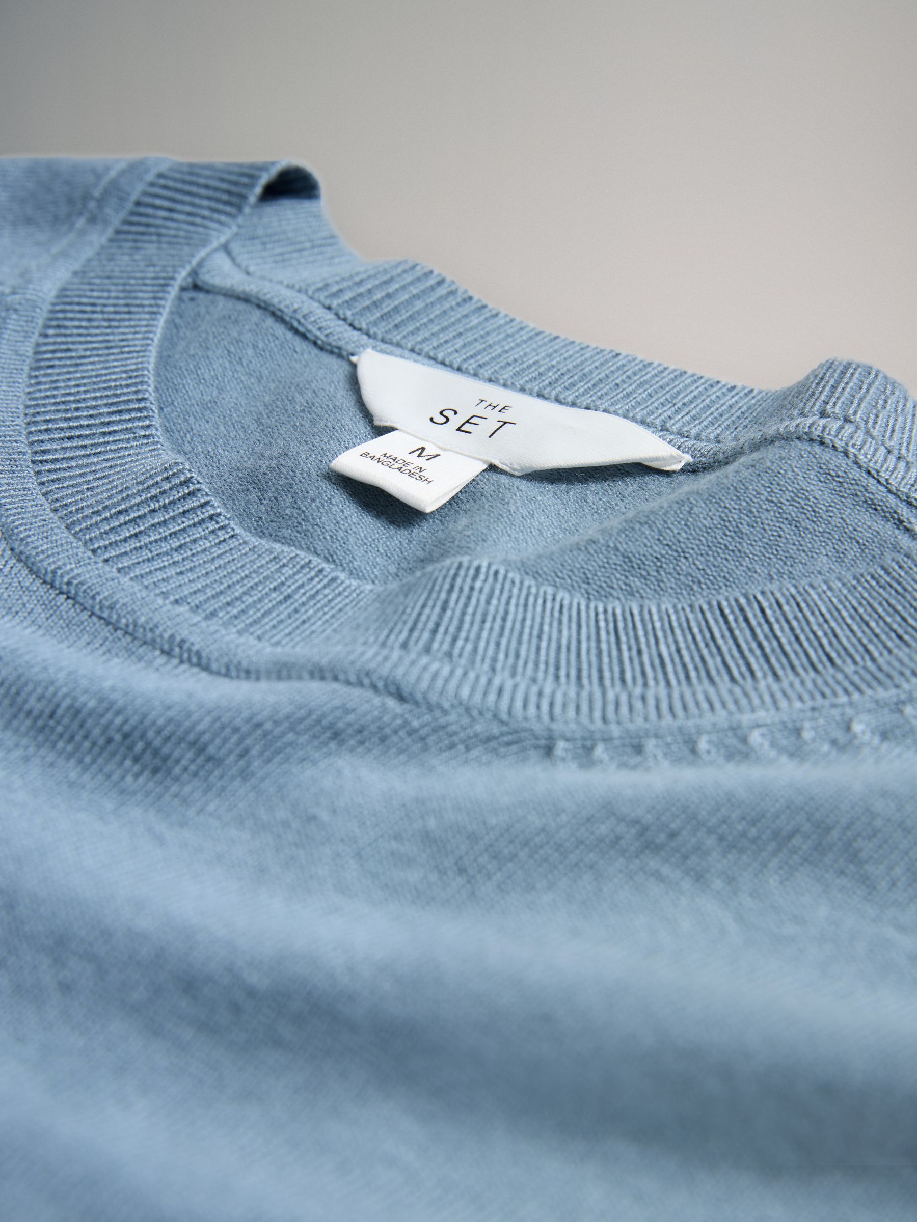 Blue/Tan/Neutral/ Cream Cable Fine Knit Crew Neck Jumpers 4 Pack - Image 6 of 6