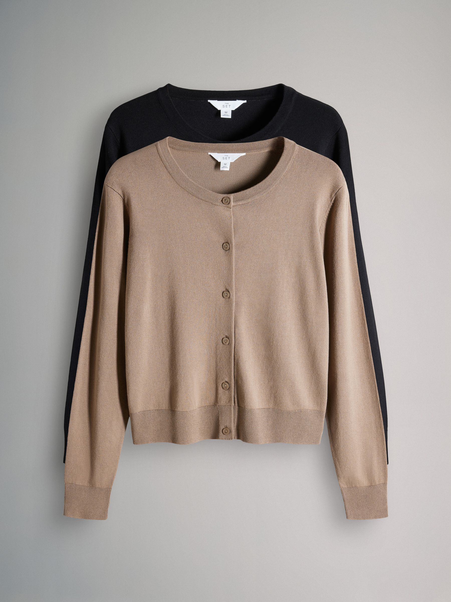 Black/Neutral - 3 Pack Fine Knit Button Through Cardigans - Image 1 of 5