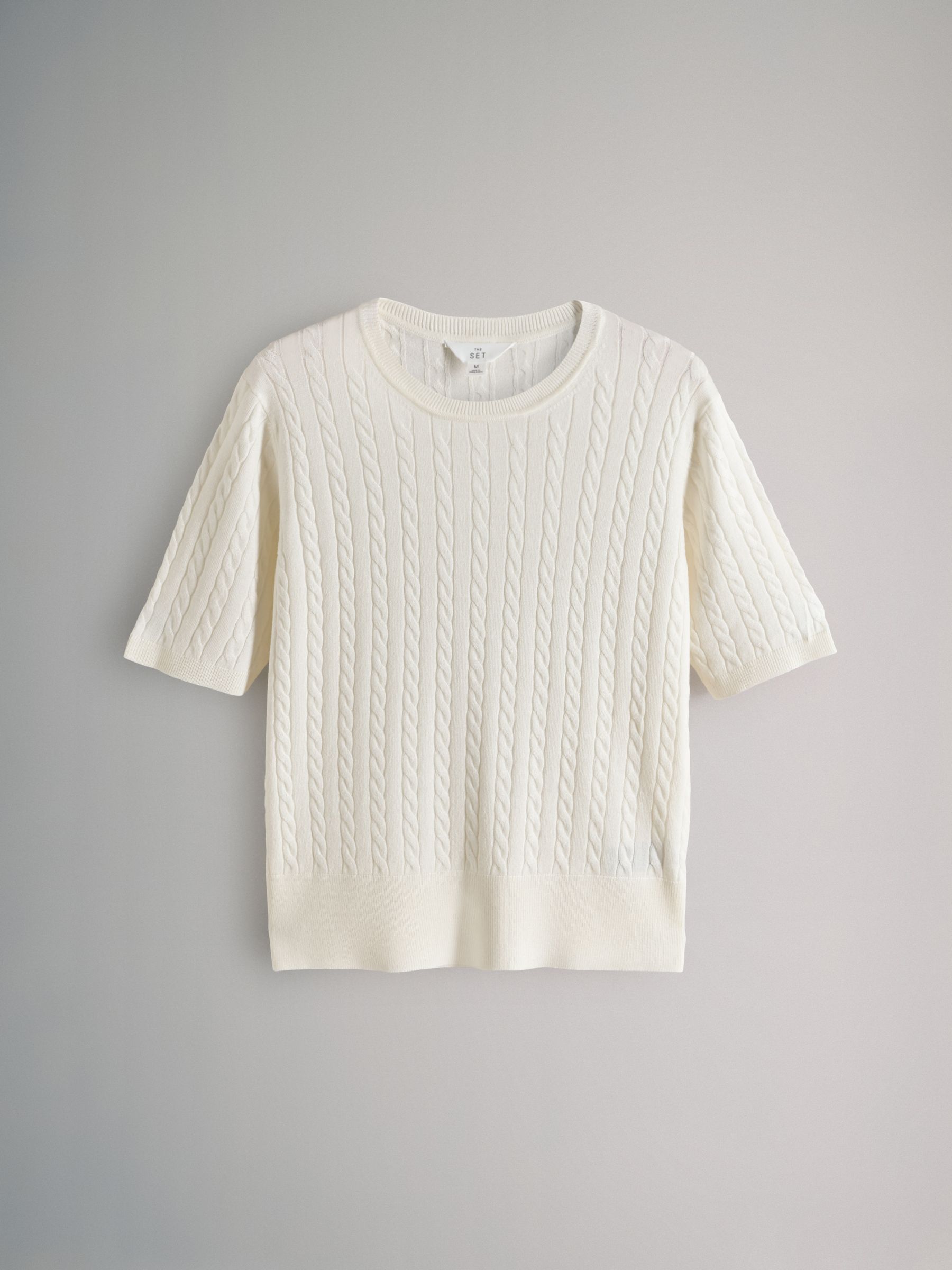 Navy/Blue/Brown/Cream 4 Pack Fine Knit Cable T-Shirts - Image 2 of 6