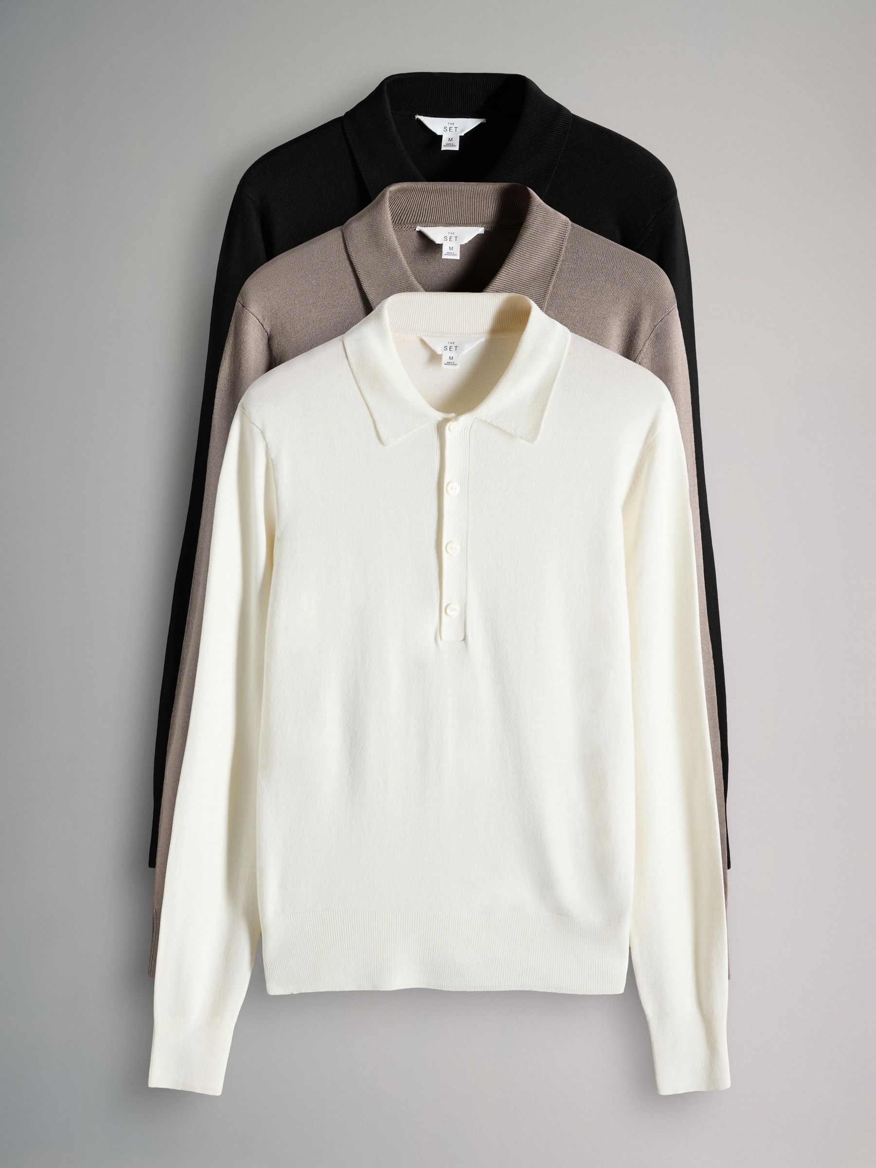 3 Pack Fine Knit Collared Polo Shirts - Image 1 of 8 3 Pack Fine Knit Collared Polo Shirts - Image 1 of 8