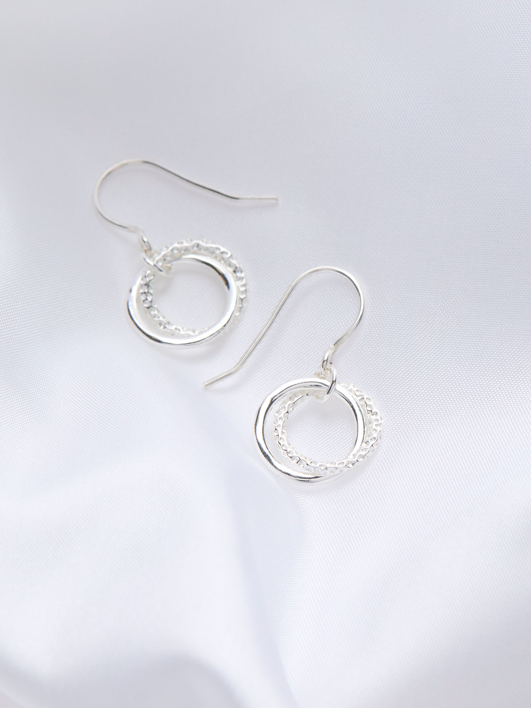 Silver Sterling Silver Double Hoop Drop Earring - Image 2 of 2 Silver Sterling Silver Double Hoop Drop Earring - Image 2 of 2