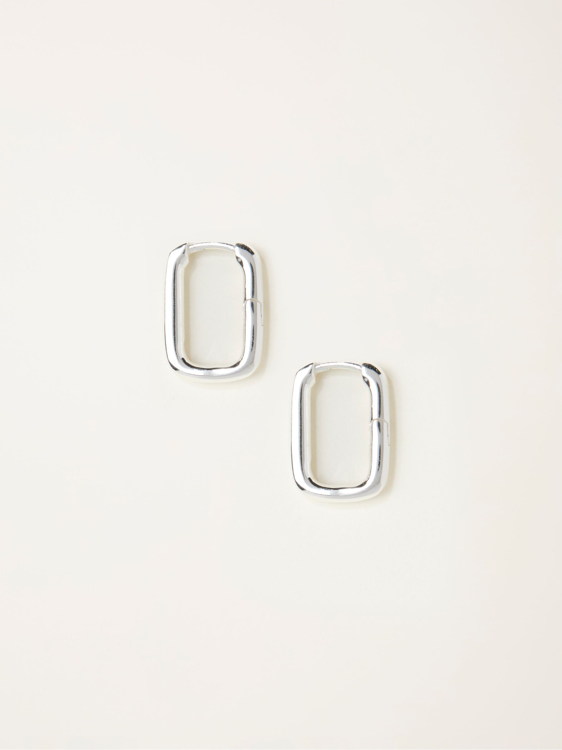 Silver Sterling Silver Oval Hoop Earrings - Image 1 of 2 Silver Sterling Silver Oval Hoop Earrings - Image 1 of 2