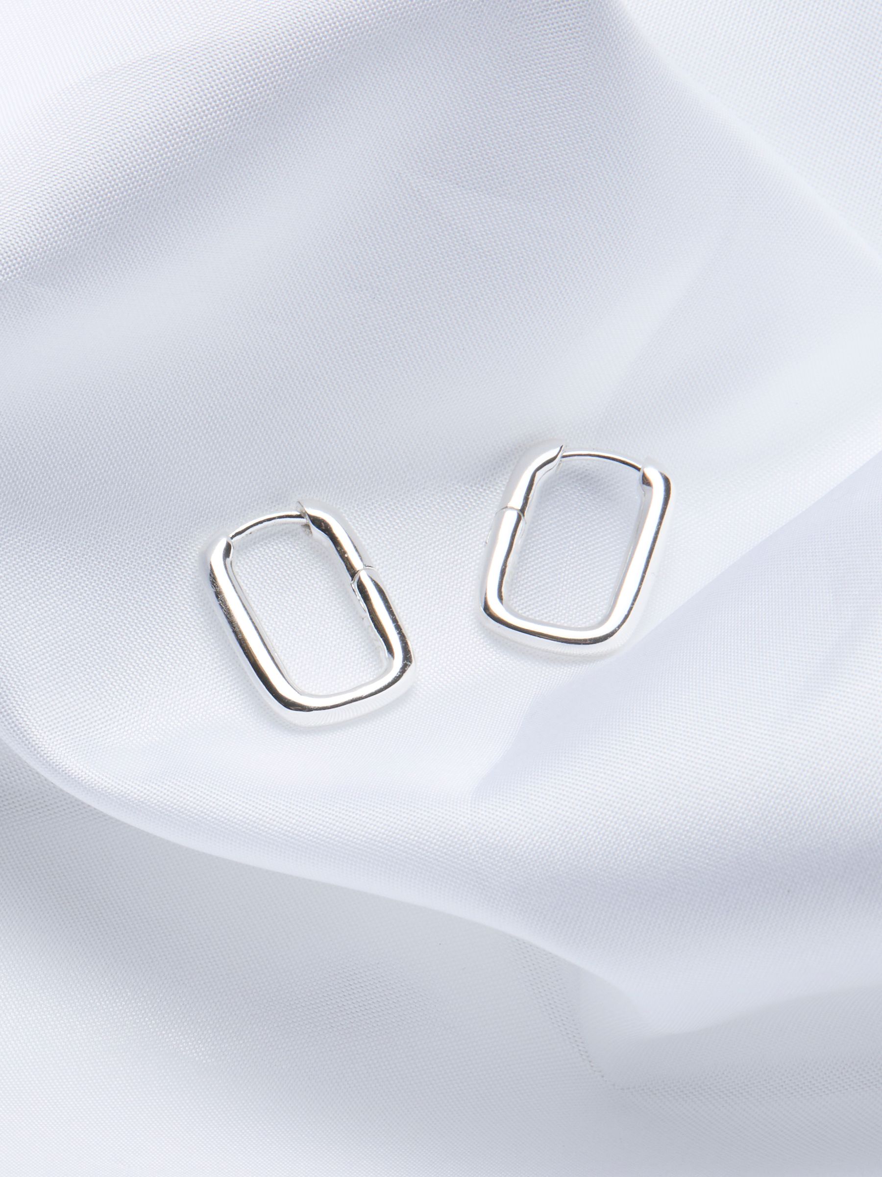 Silver Sterling Silver Oval Hoop Earrings - Image 2 of 2 Silver Sterling Silver Oval Hoop Earrings - Image 2 of 2