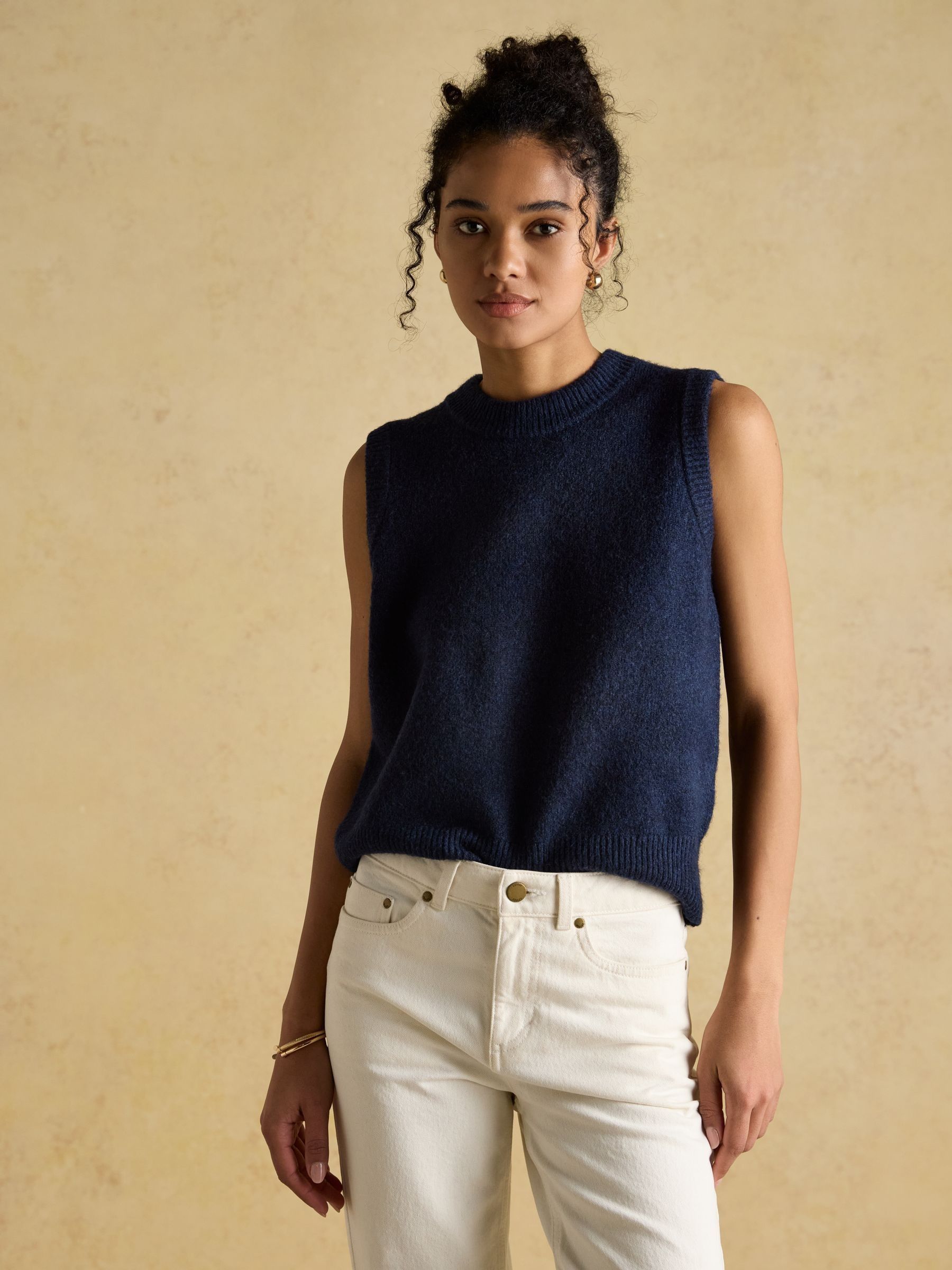 Holly Navy Knitted Crew Neck Vest - Image 1 of 6