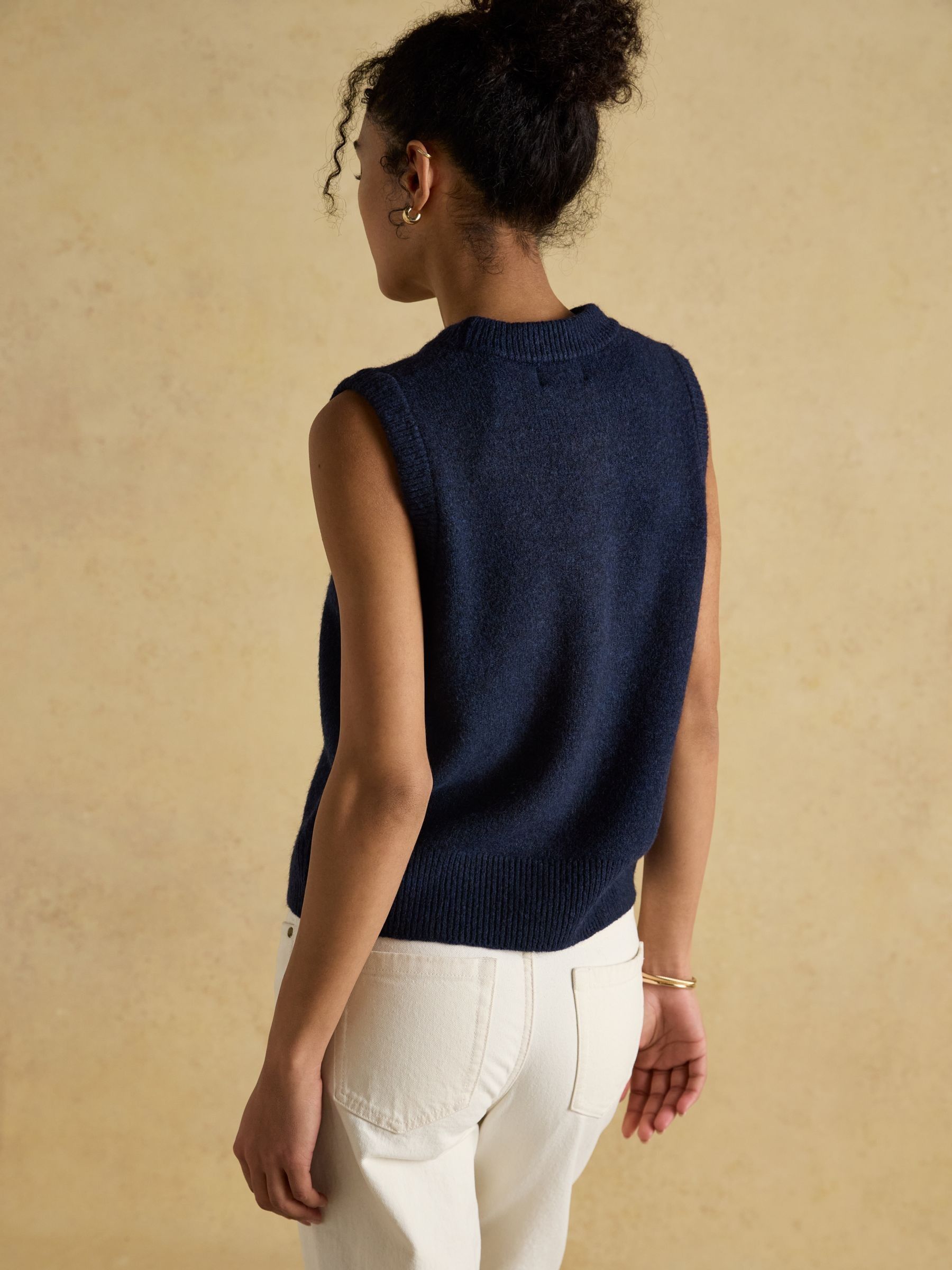 Holly Navy Knitted Crew Neck Vest - Image 2 of 6