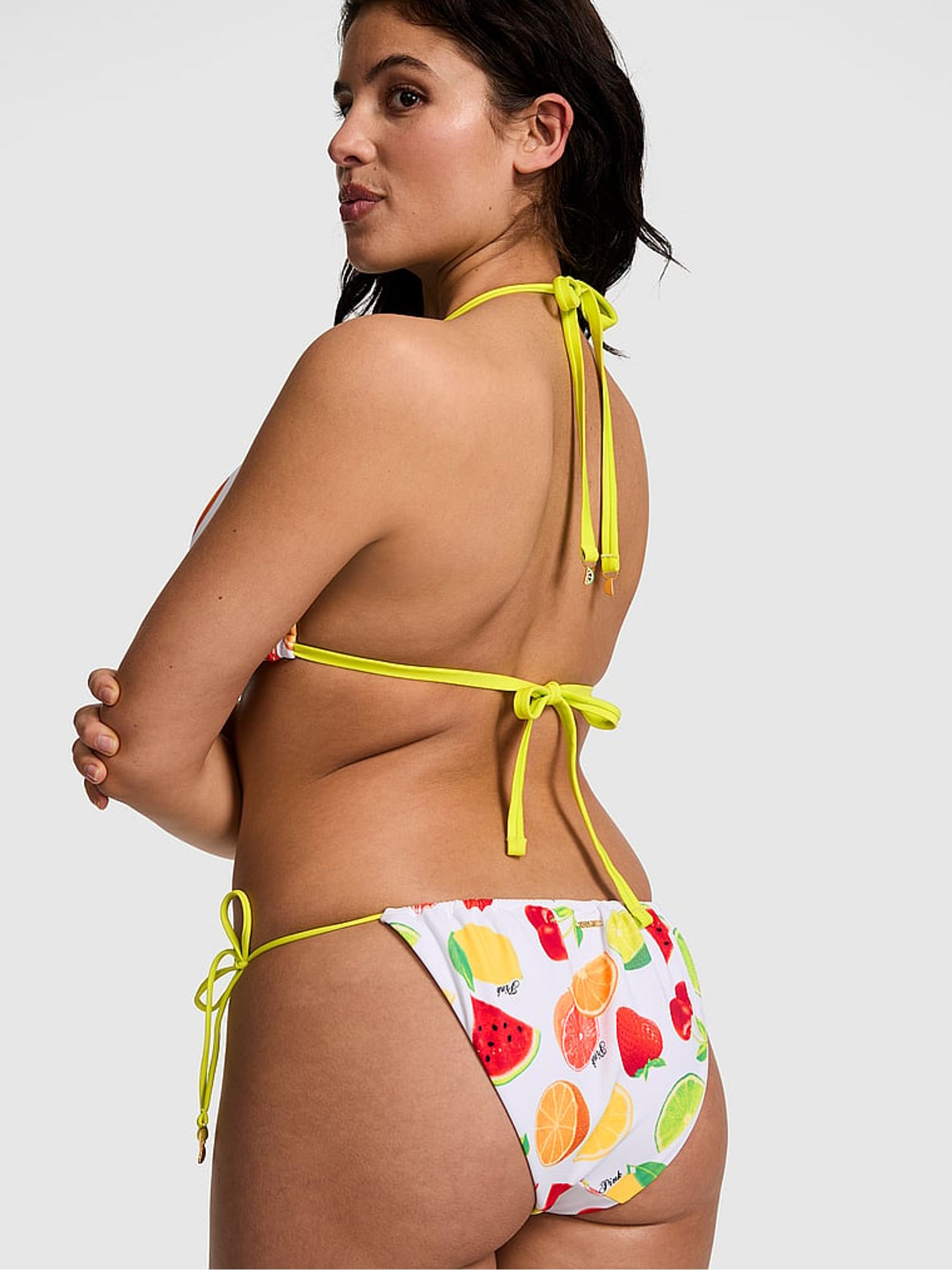 White Fruit Cheeky Tie Side Charm Bikini Bottoms - Image 2 of 2
