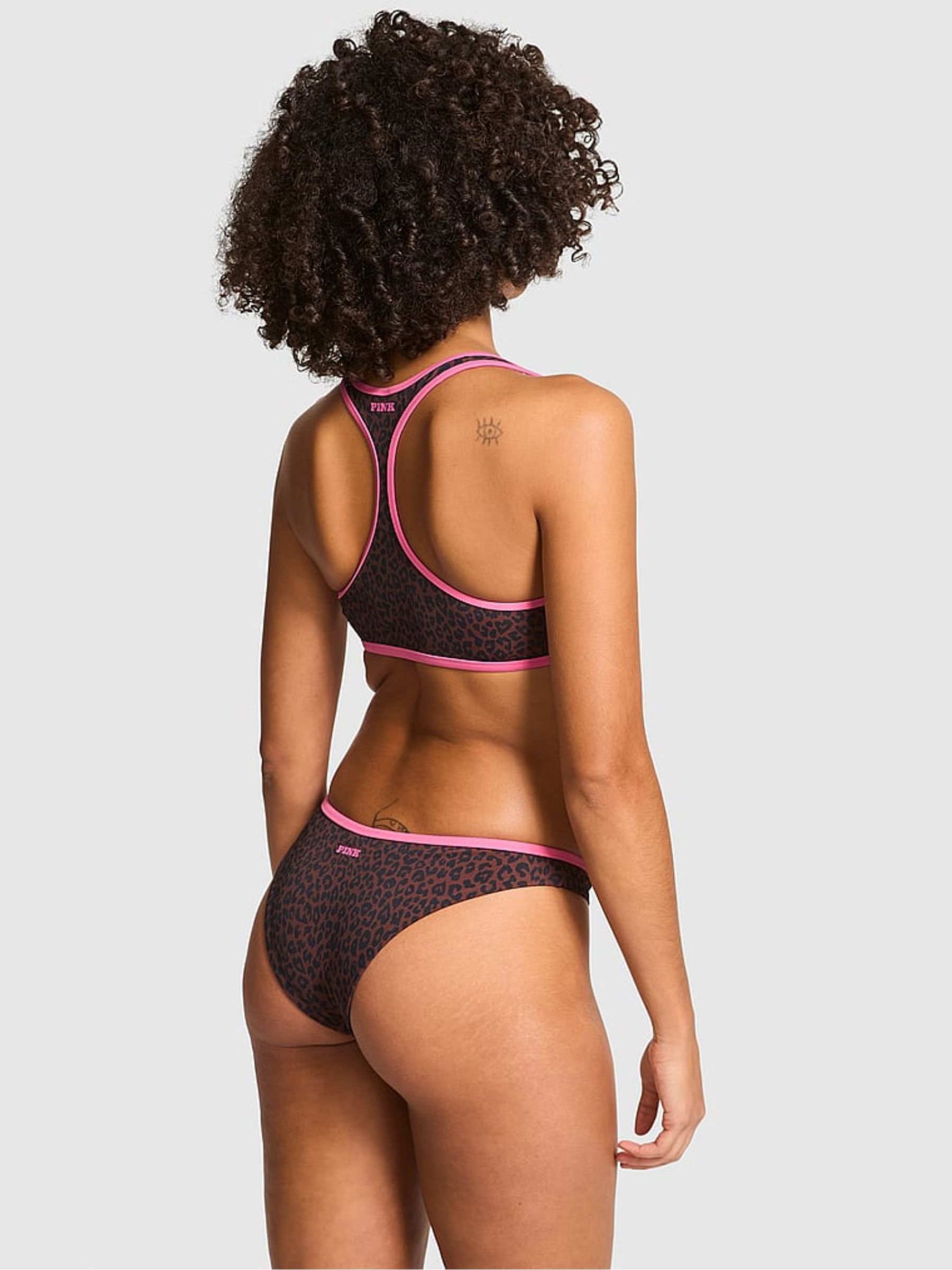 Brown Leopard Halter Plunge Bikini Top - Image 2 of 4