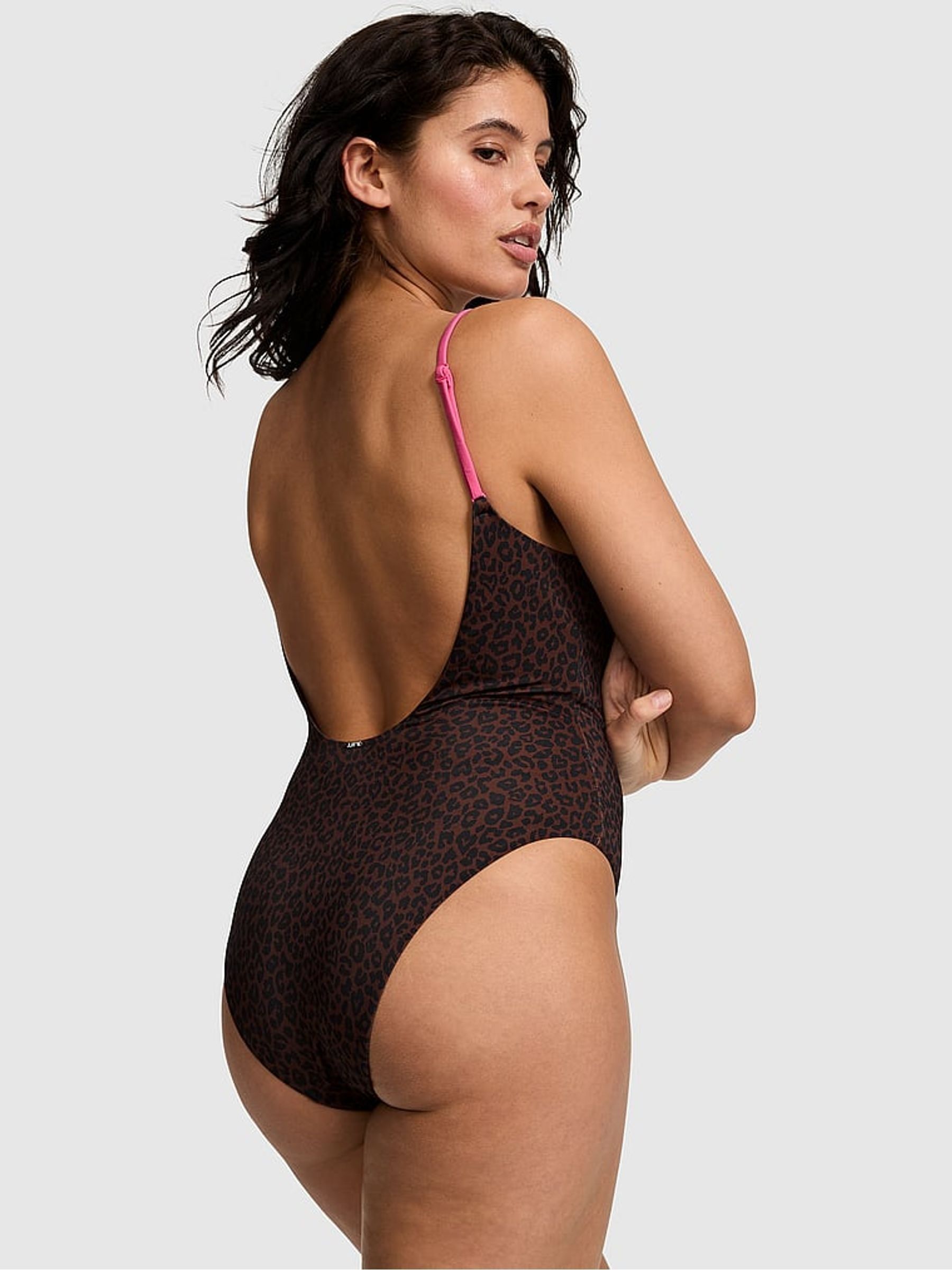 Brown Leopard Tie Front Swimsuit - Image 2 of 3