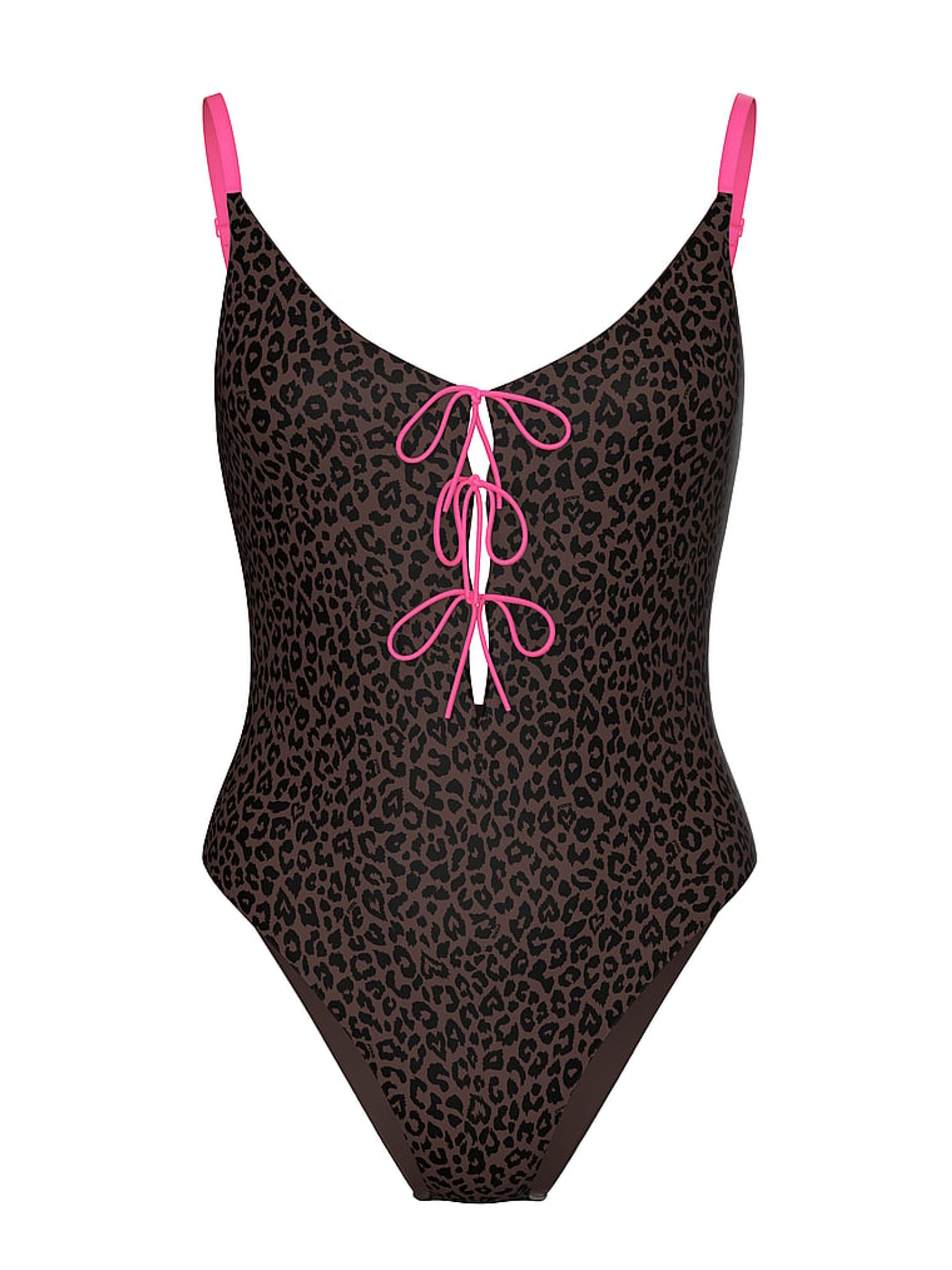 Brown Leopard Tie Front Swimsuit - Image 3 of 3