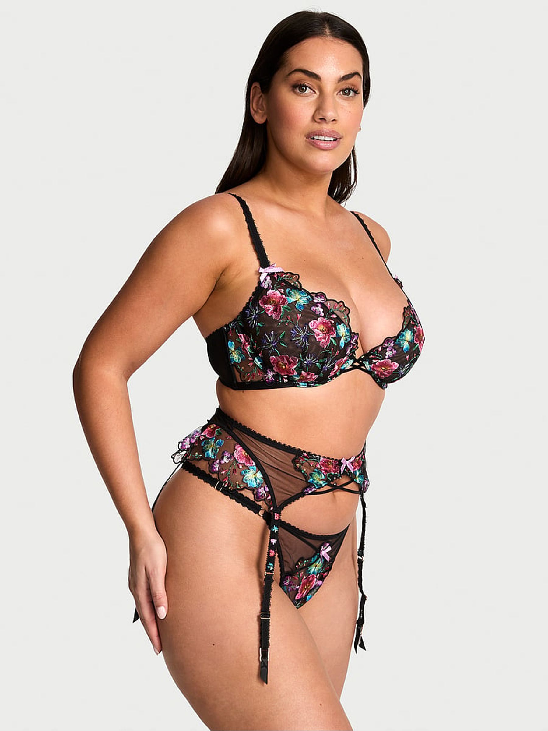 Dark Blossom Black Embroidery Garter Belt - Image 1 of 2