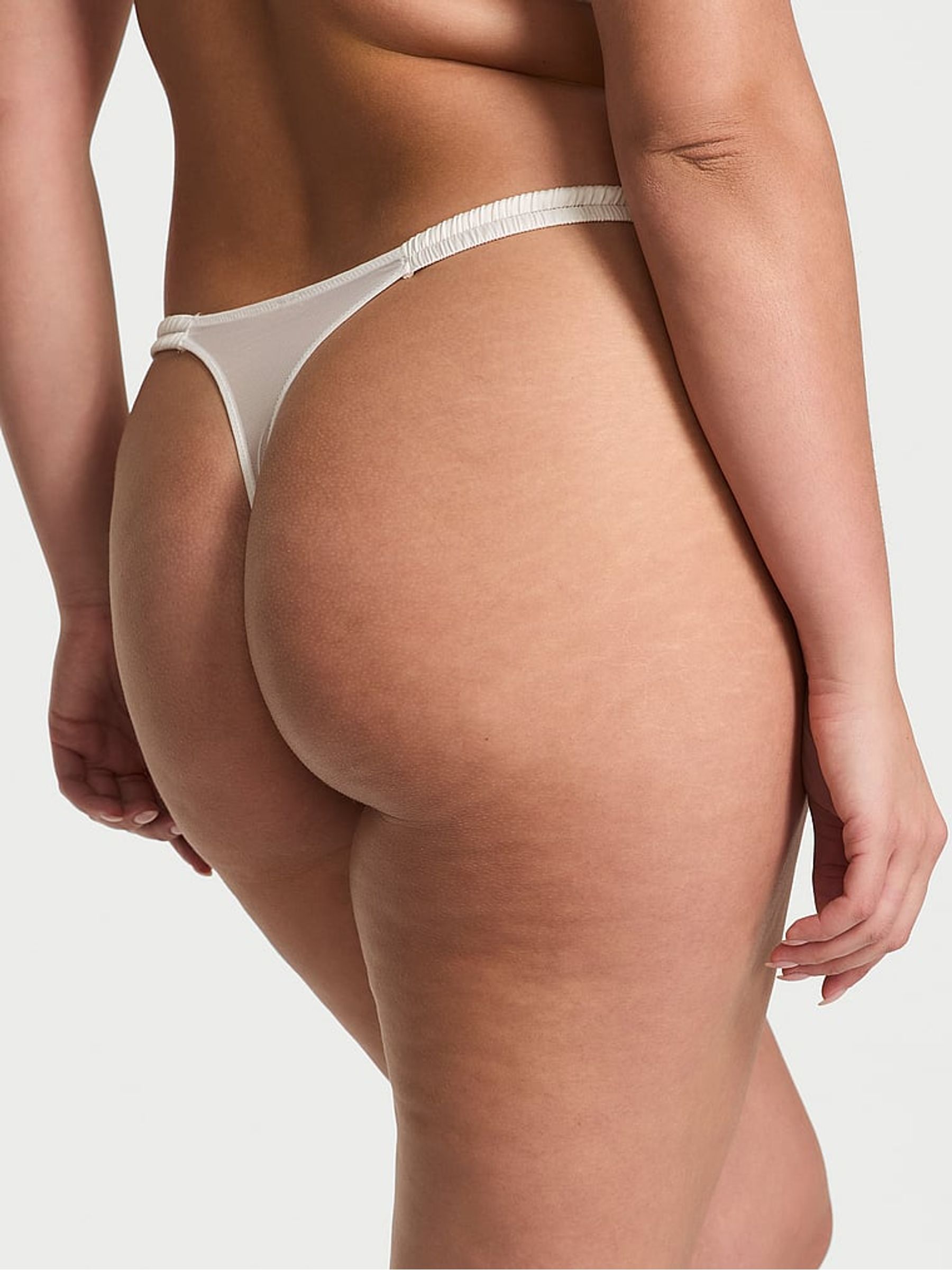 White Double Strap Thong Peony Embroidery Knickers - Image 2 of 2
