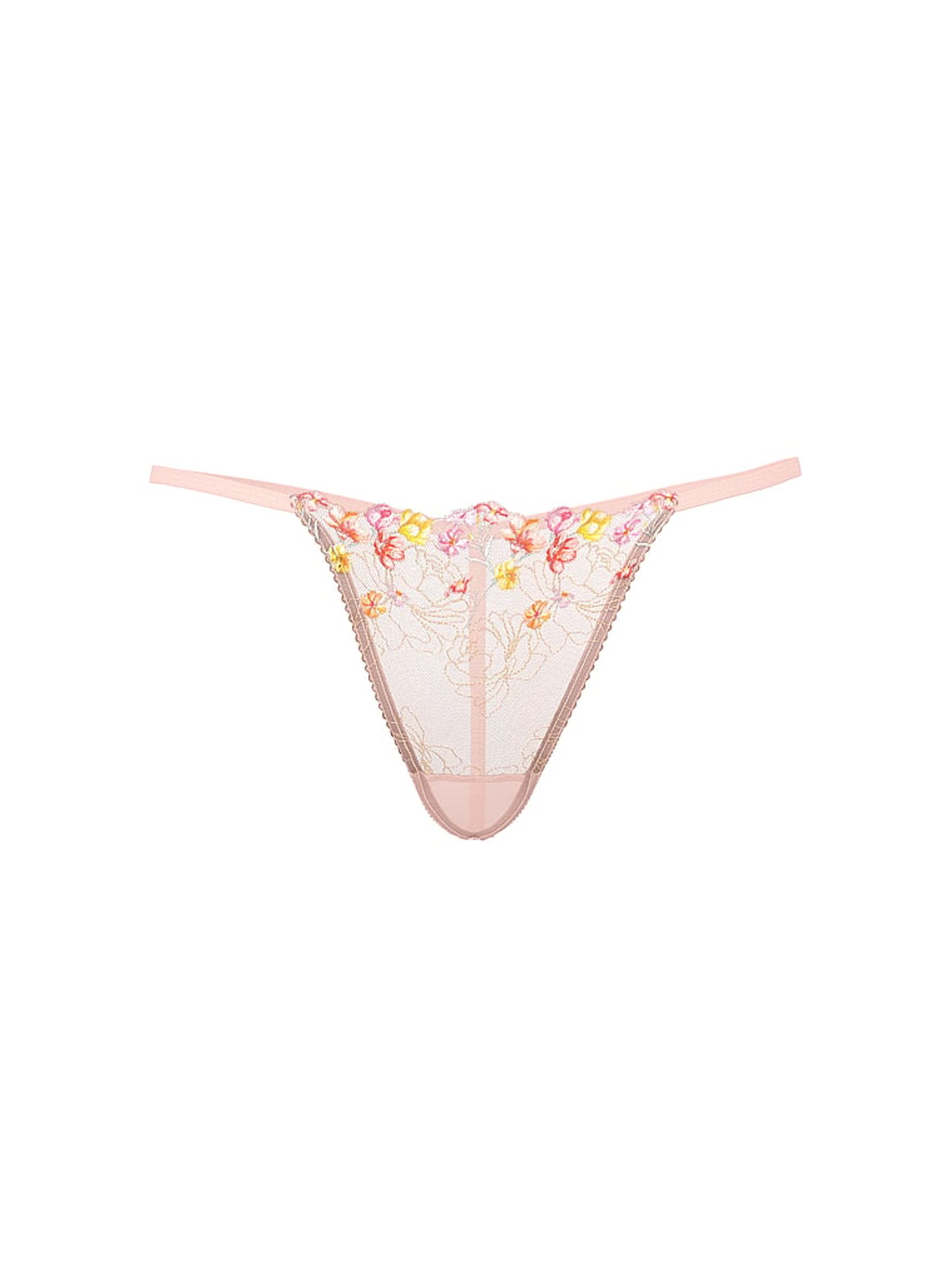Bloom Pink G String Wildflower Embroidery Knickers - Image 3 of 3