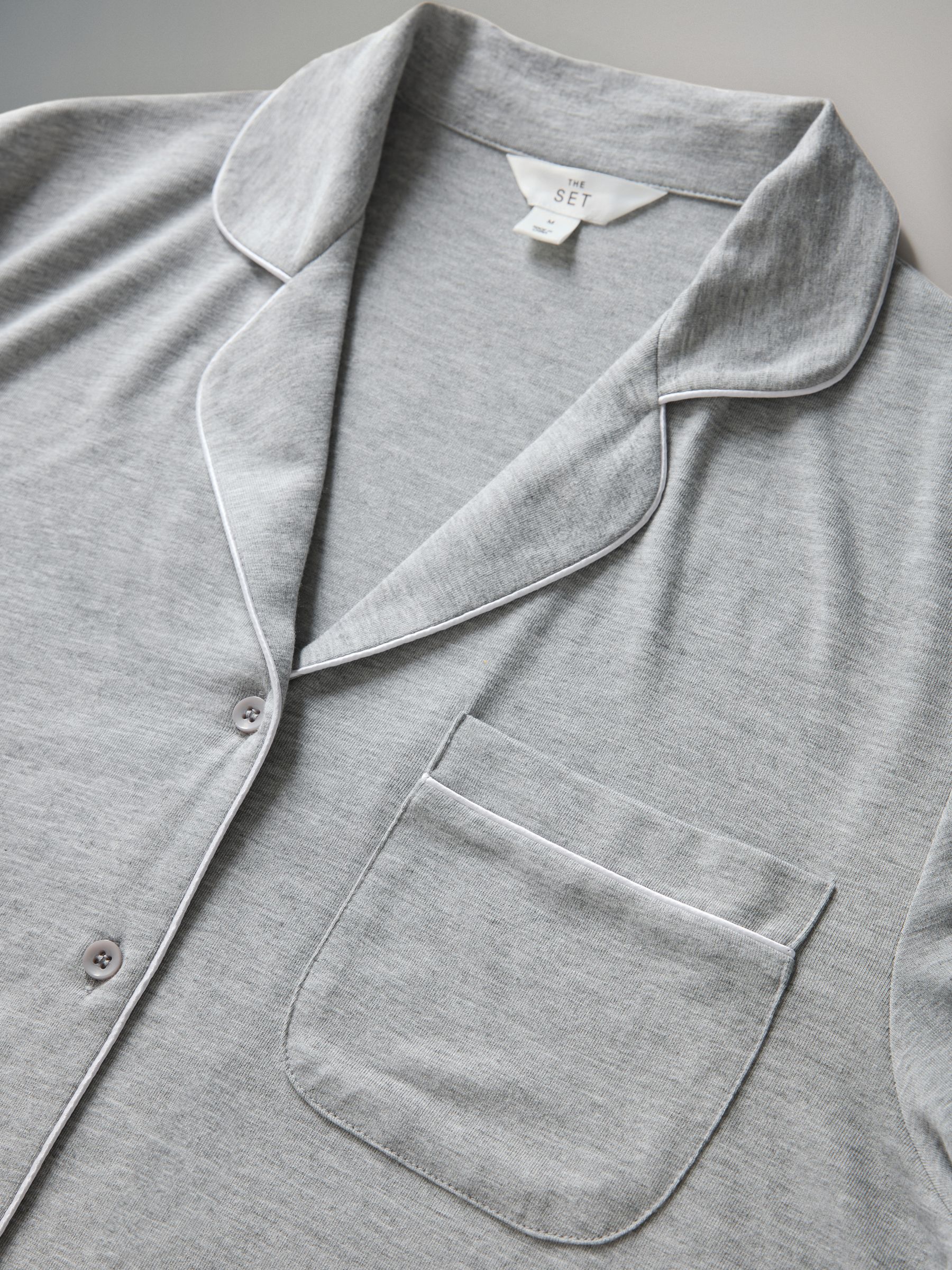 Navy/Grey Marl - 2 Pack Viscose Blend Button Through Long Pyjamas with Piping - Image 6 of 6 Navy/Grey Marl - 2 Pack Viscose Blend Button Through Long Pyjamas with Piping - Image 6 of 6