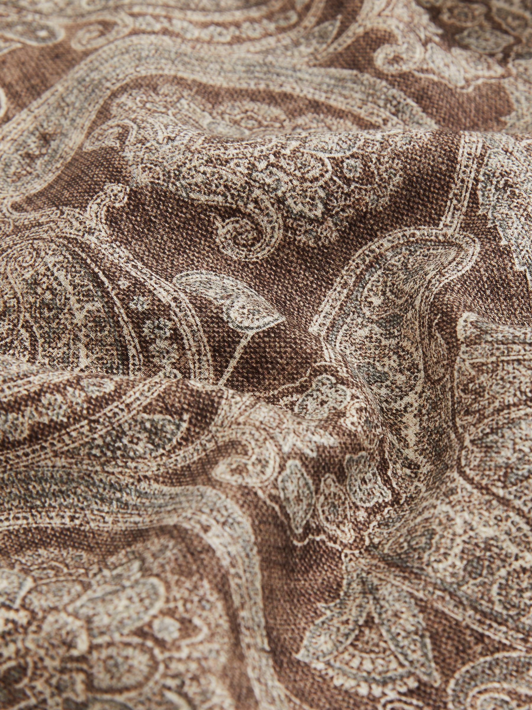 Silk Medallion Reversible Pocket Square in Grey/Tobacco Brown - Image 5 of 5