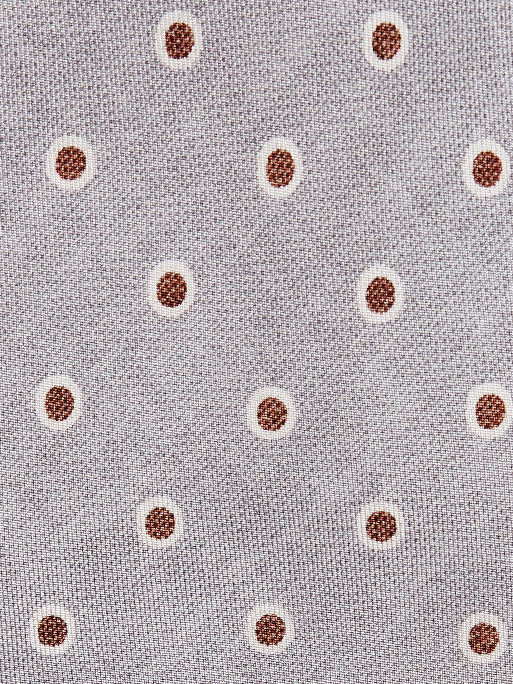 Silk Polka Dot Print Tie in Soft Grey - Image 4 of 4