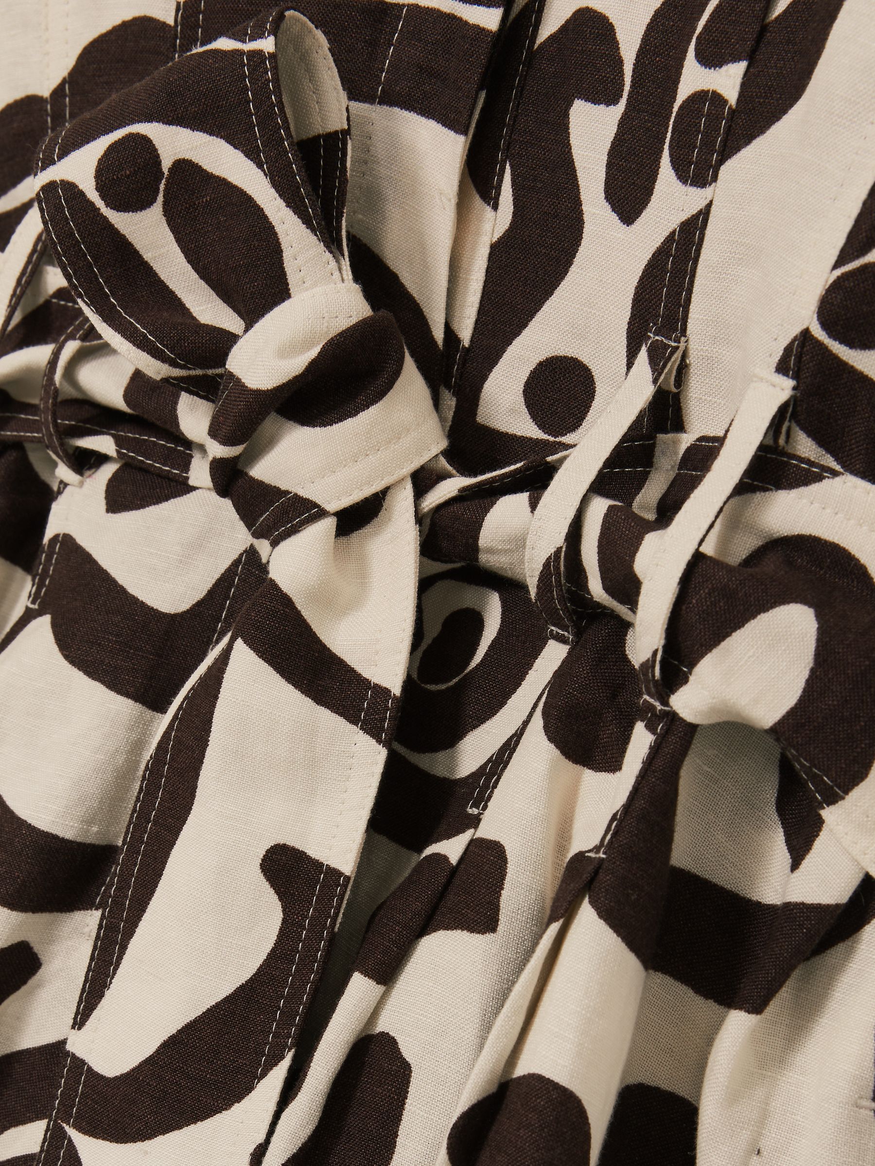 Linen Blend Printed Shirt Dress in Brown/Ivory - Image 7 of 7