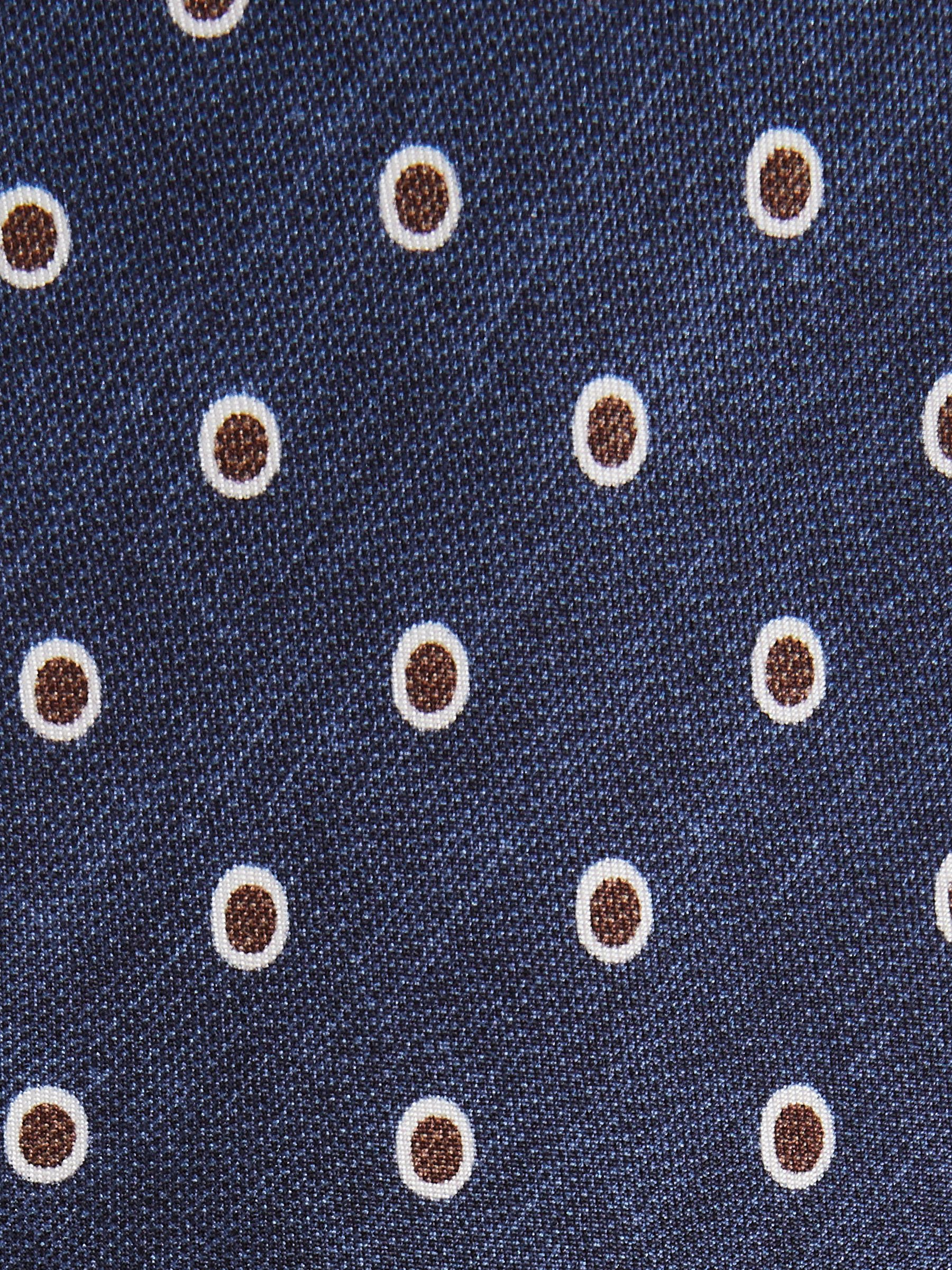 Silk Polka Dot Print Tie in Navy - Image 5 of 5