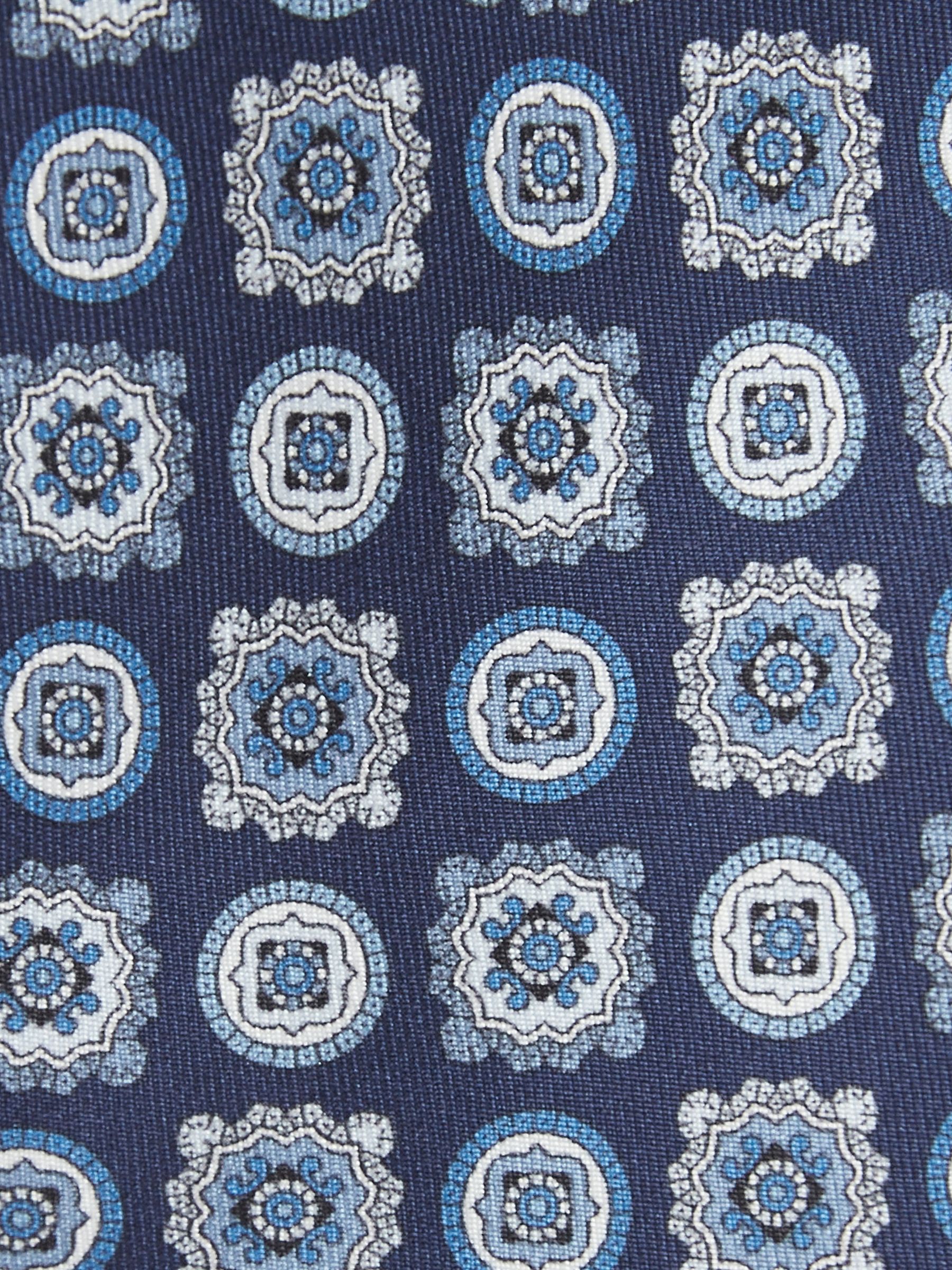 Silk Foulard Medallion Print Tie in Eclipse Blue - Image 5 of 5