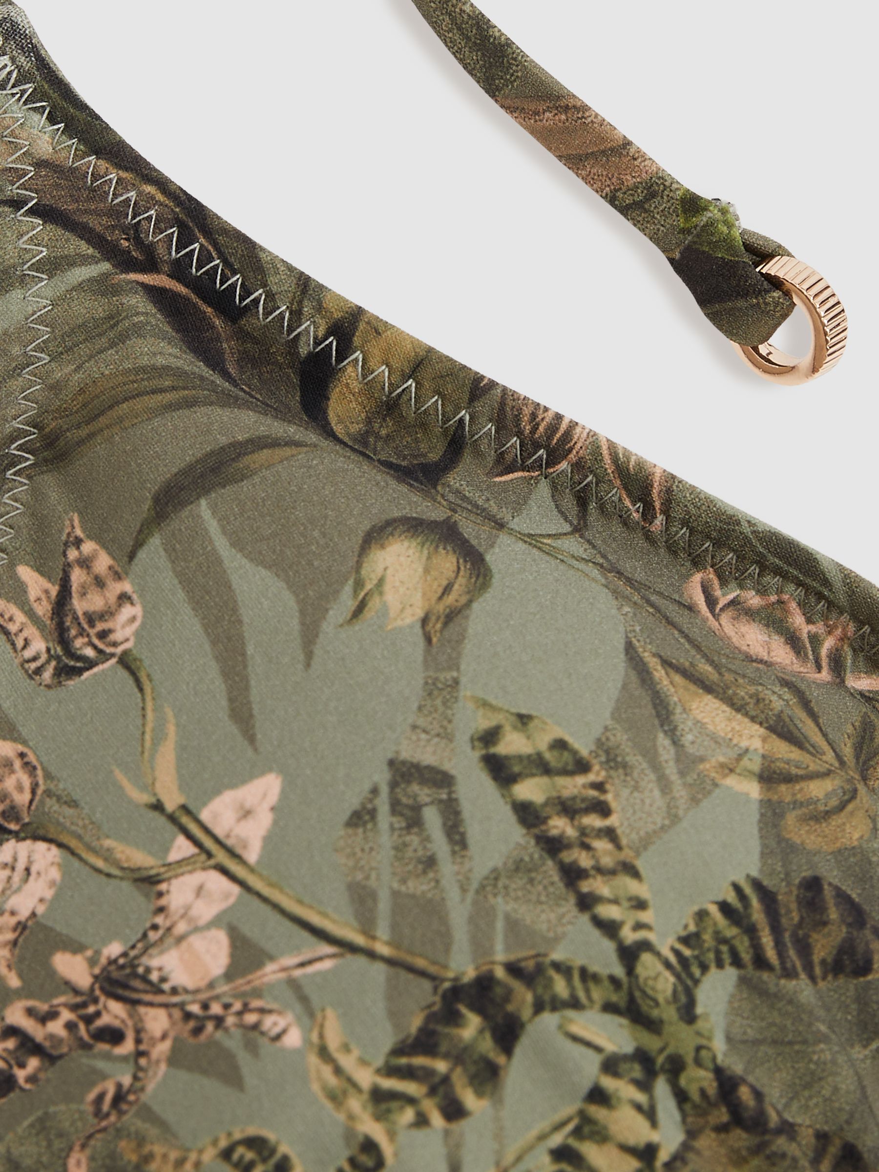 Reiss | NYBG Floral Triangle Bikini Top in Khaki - Image 6 of 6