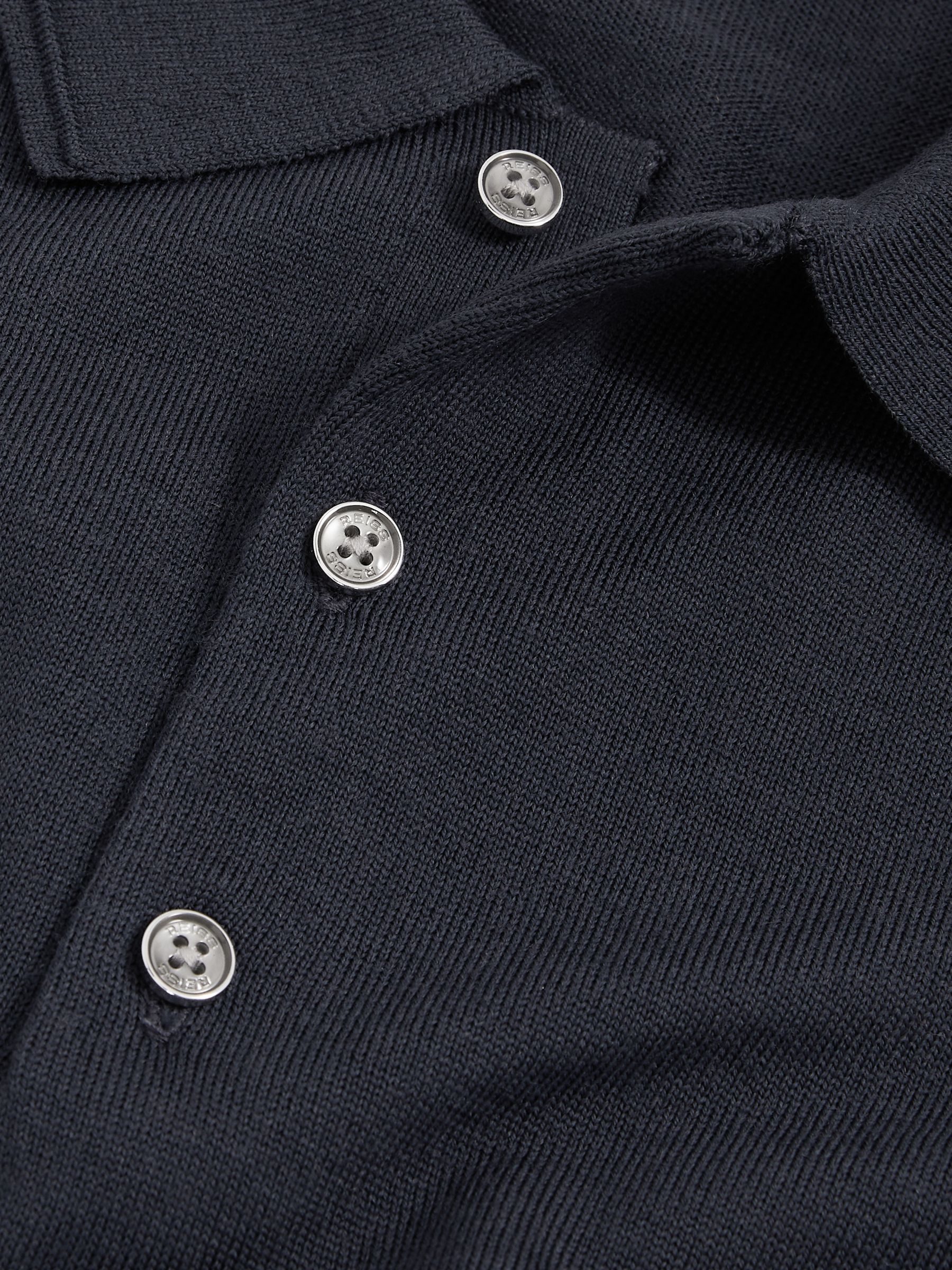 Merino Wool Short-Sleeve Polo Shirt in Midnight Navy - Image 7 of 7