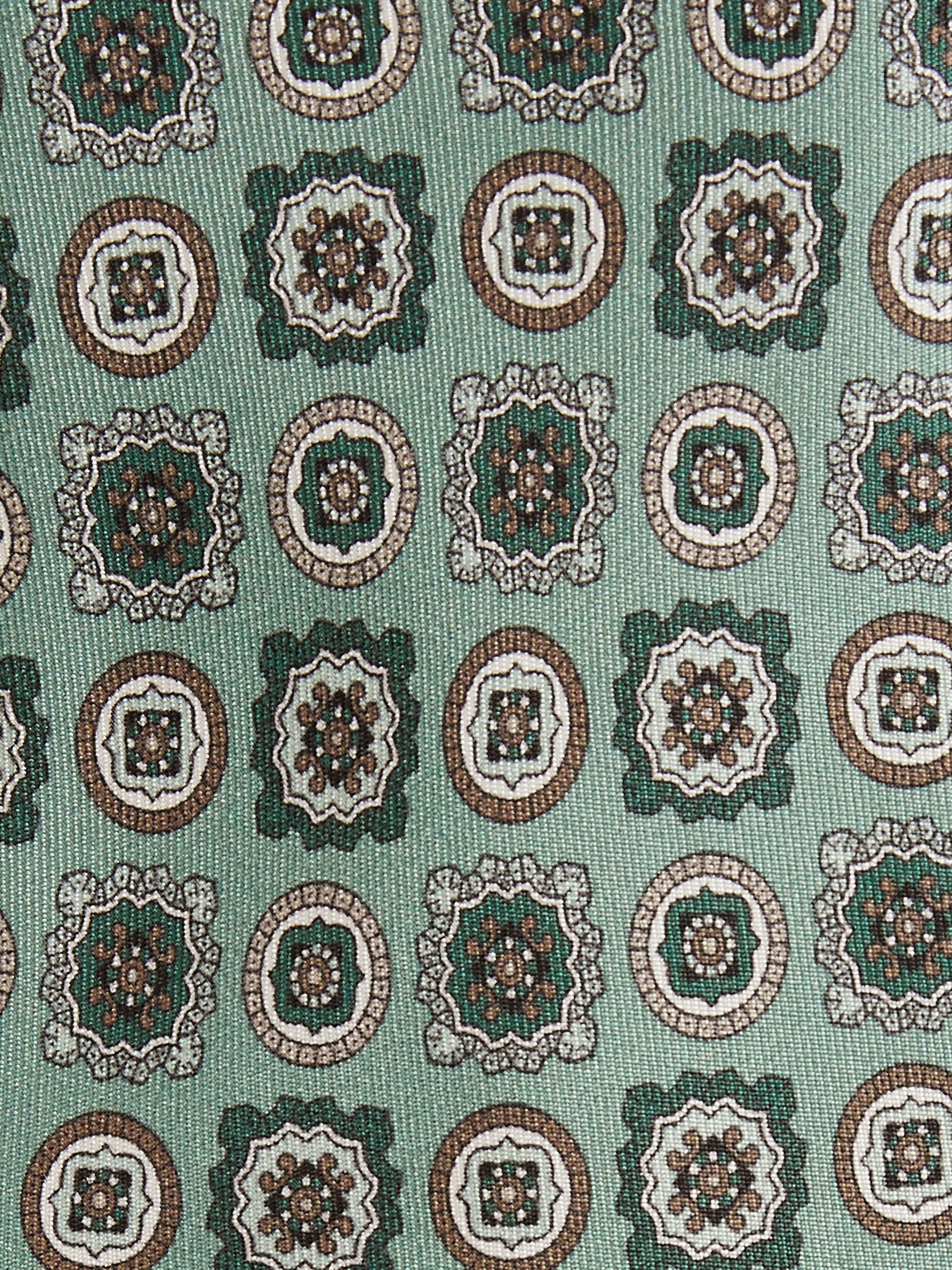 Silk Foulard Medallion Print Tie in Soft Sage - Image 5 of 5