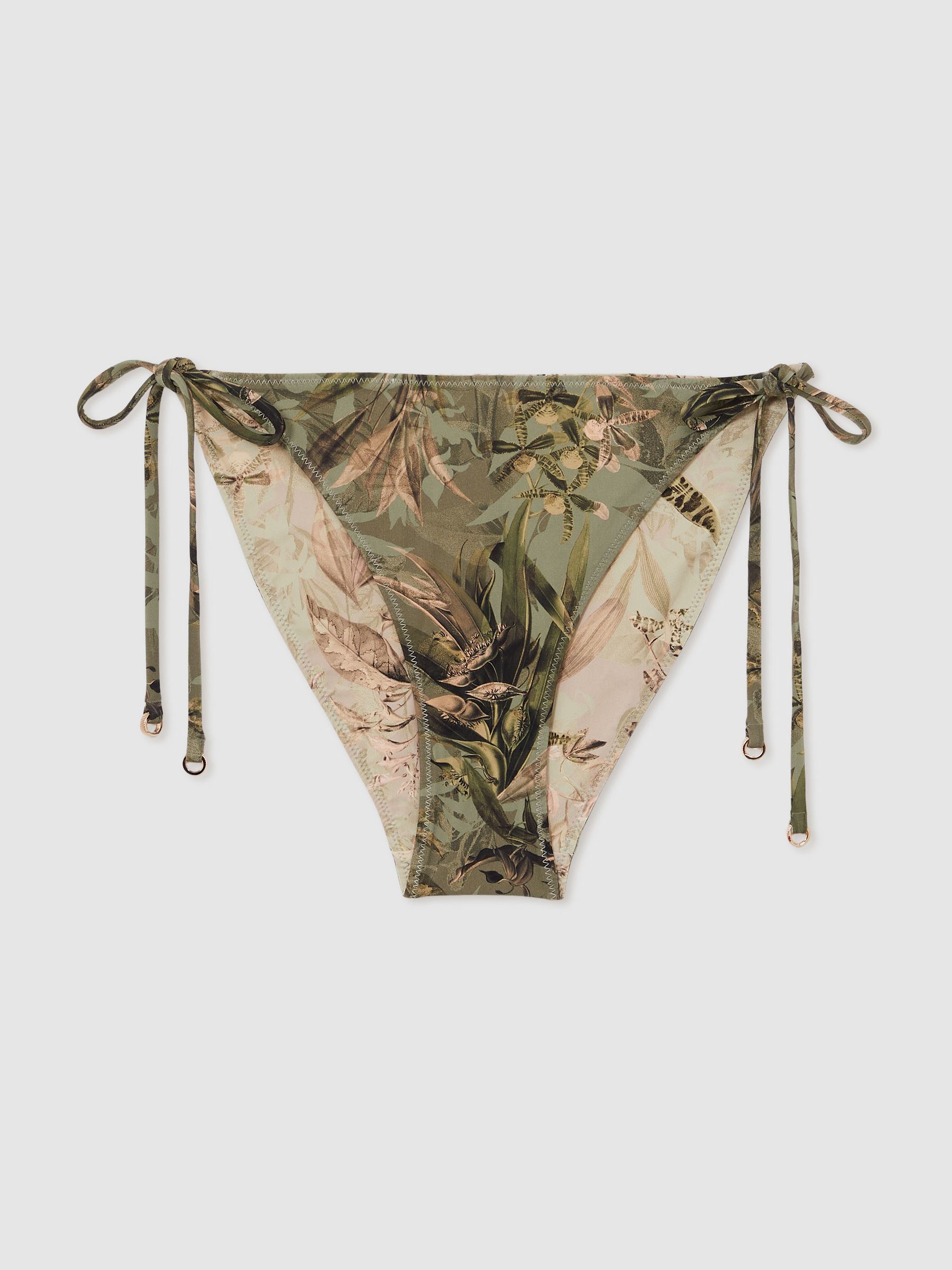 Reiss | NYBG Floral Tie Bikini Bottoms in Khaki - Image 2 of 4