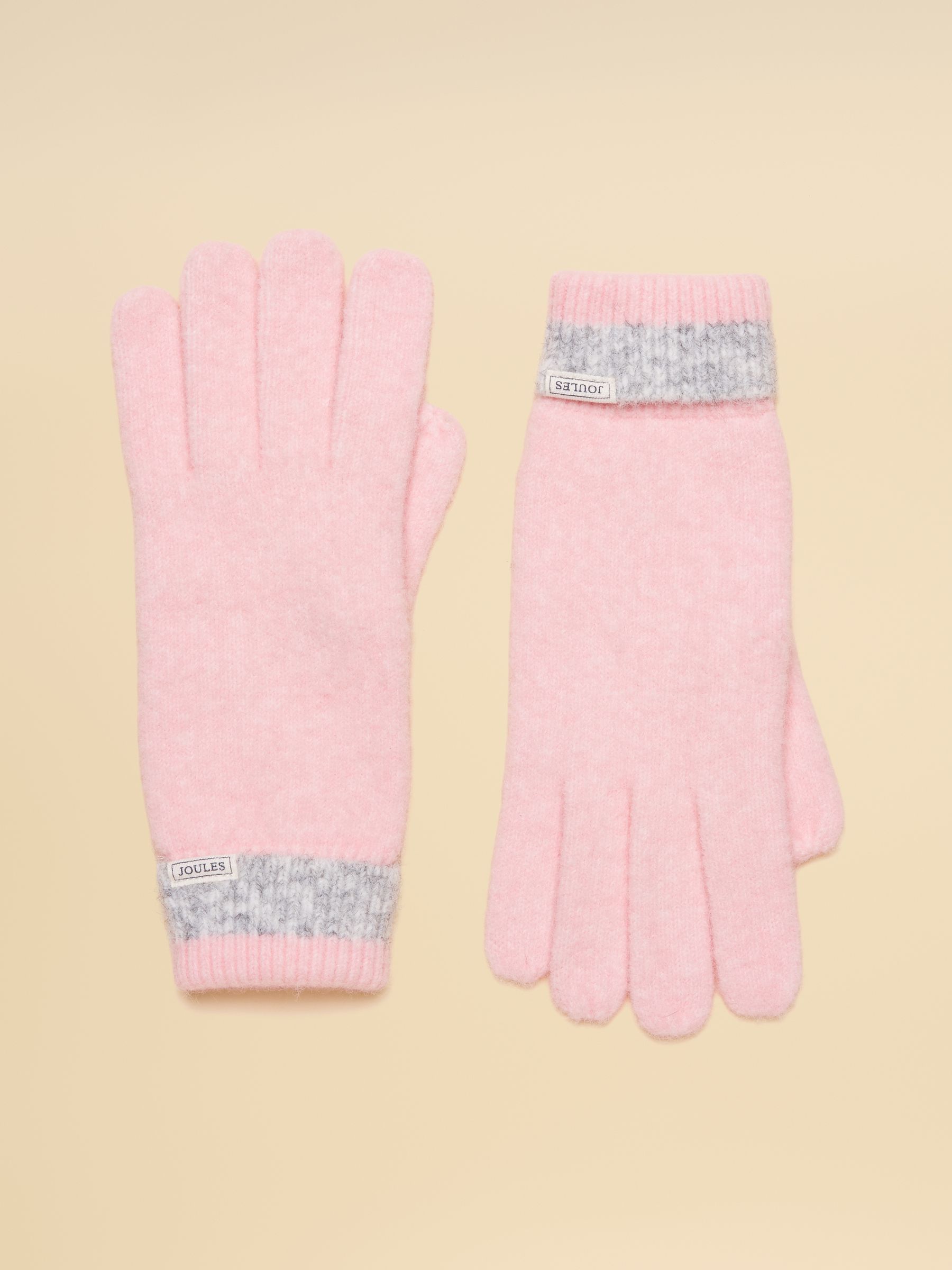 Popley Pink & Grey Knitted Gloves - Image 1 of 3